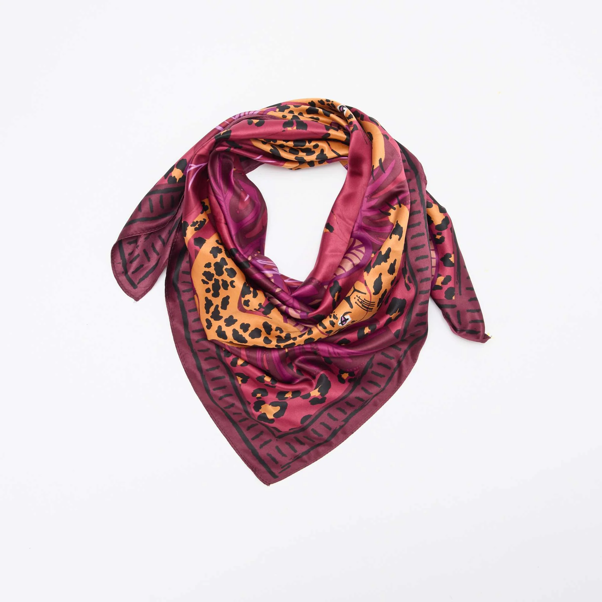 Large Square Scarf with Print BROWN