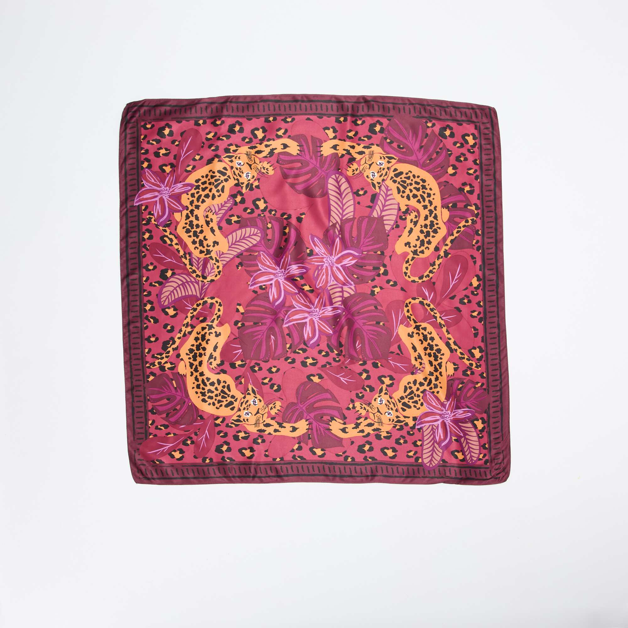 Large Square Scarf with Print BROWN - Image 2