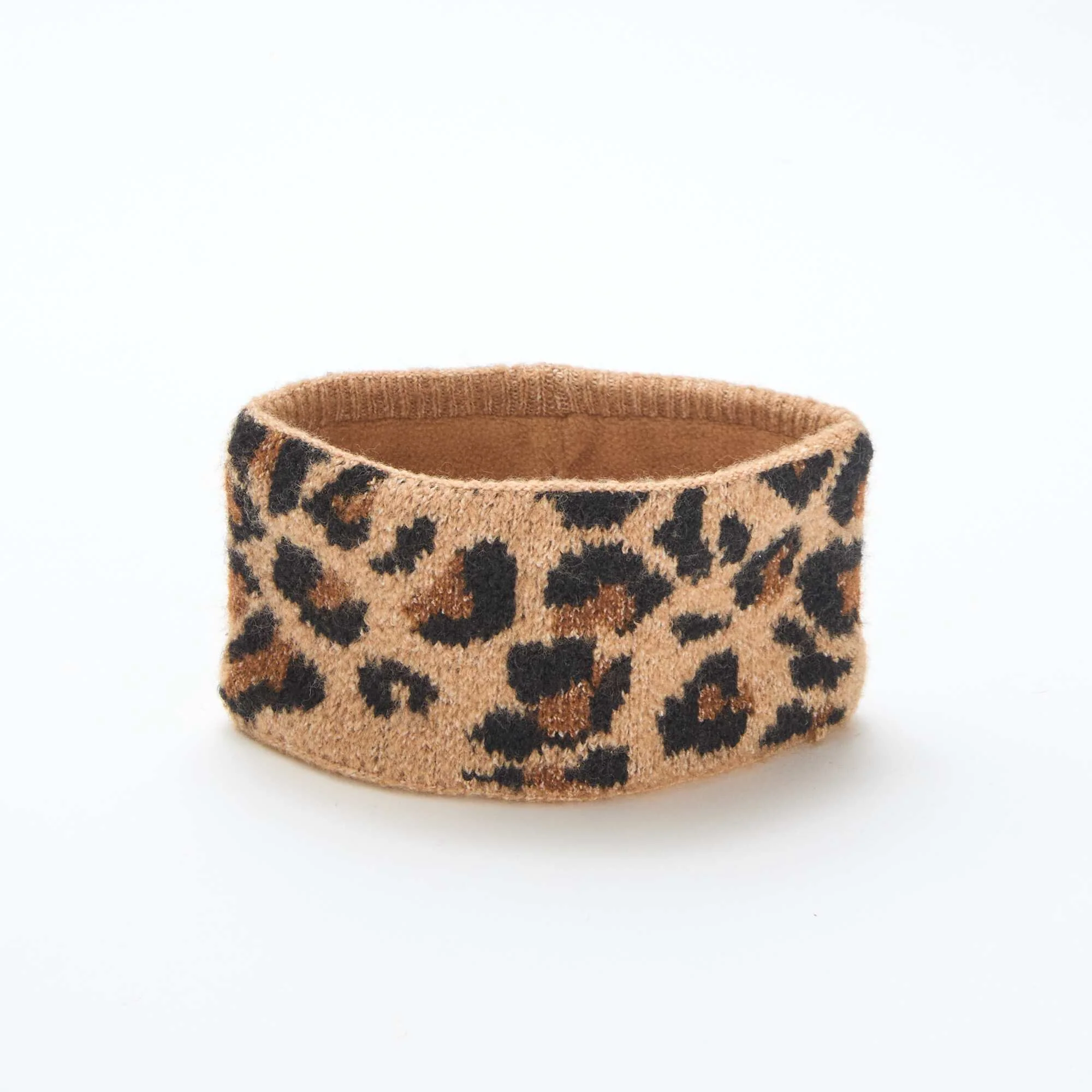 Leopard Knit Scarf BROWN