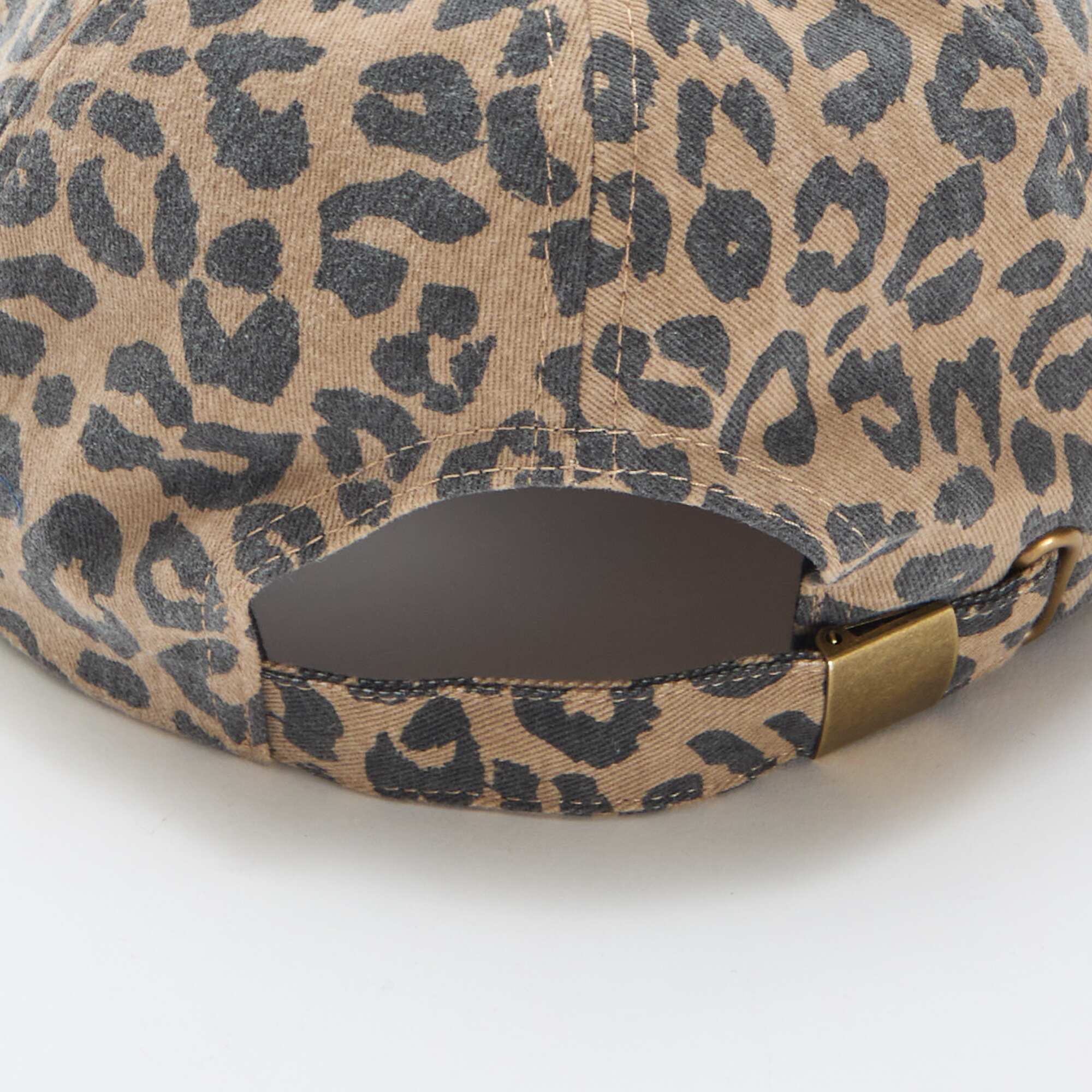 Leopard Print Fabric Cap BROWN - Image 3