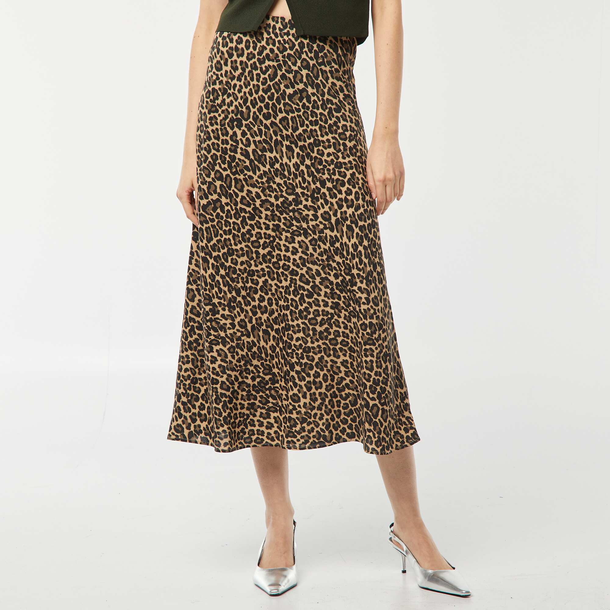 Leopard print midi skirt BEIGE - Image 2