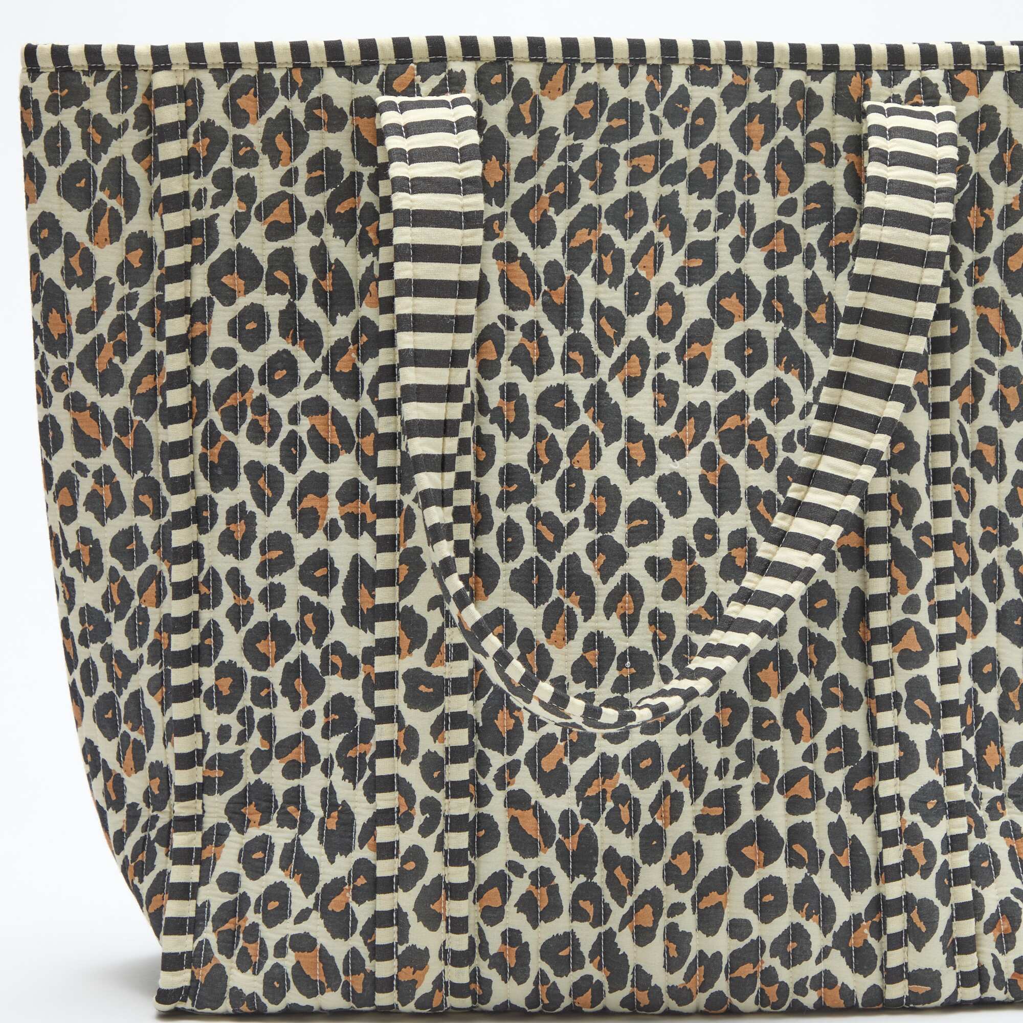 Leopard Print Quilted Tote Bag BROWN - Image 5