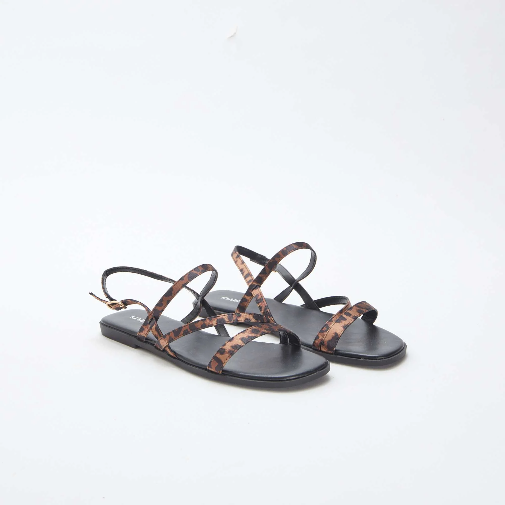 Leopard print sandals with skinny straps BLACK