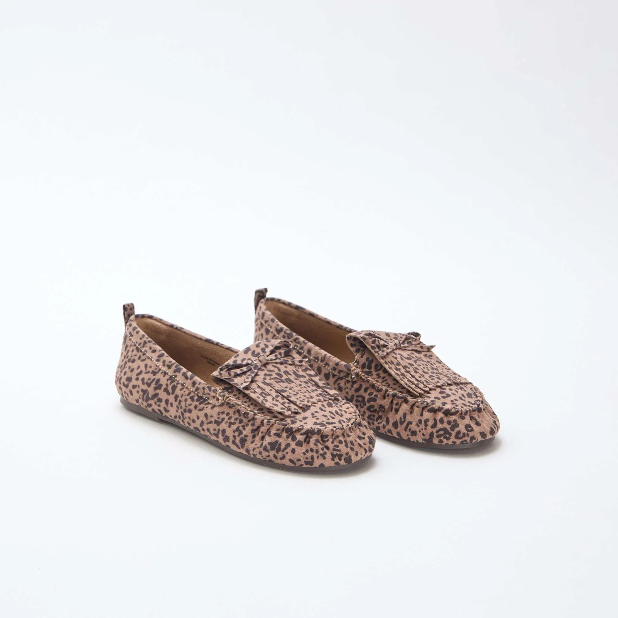 Leopard Print Suedette Moccasins BROWN