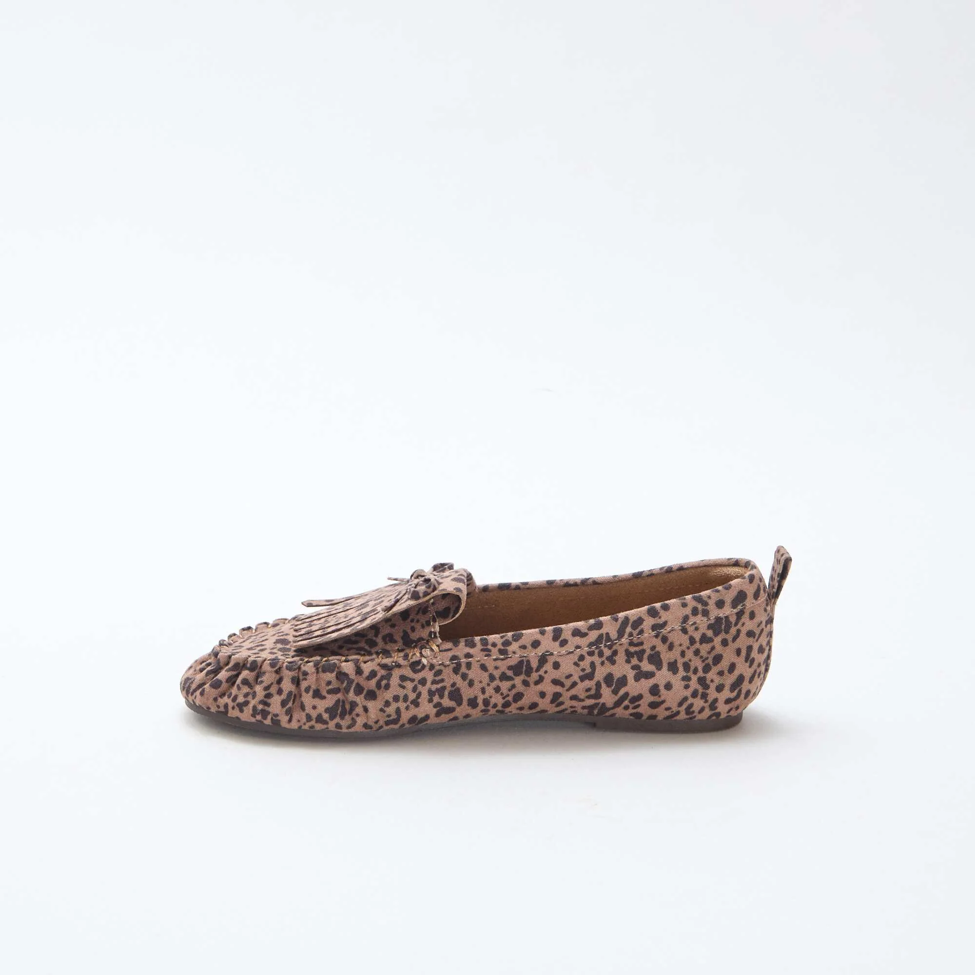 Leopard Print Suedette Moccasins BROWN - Image 4
