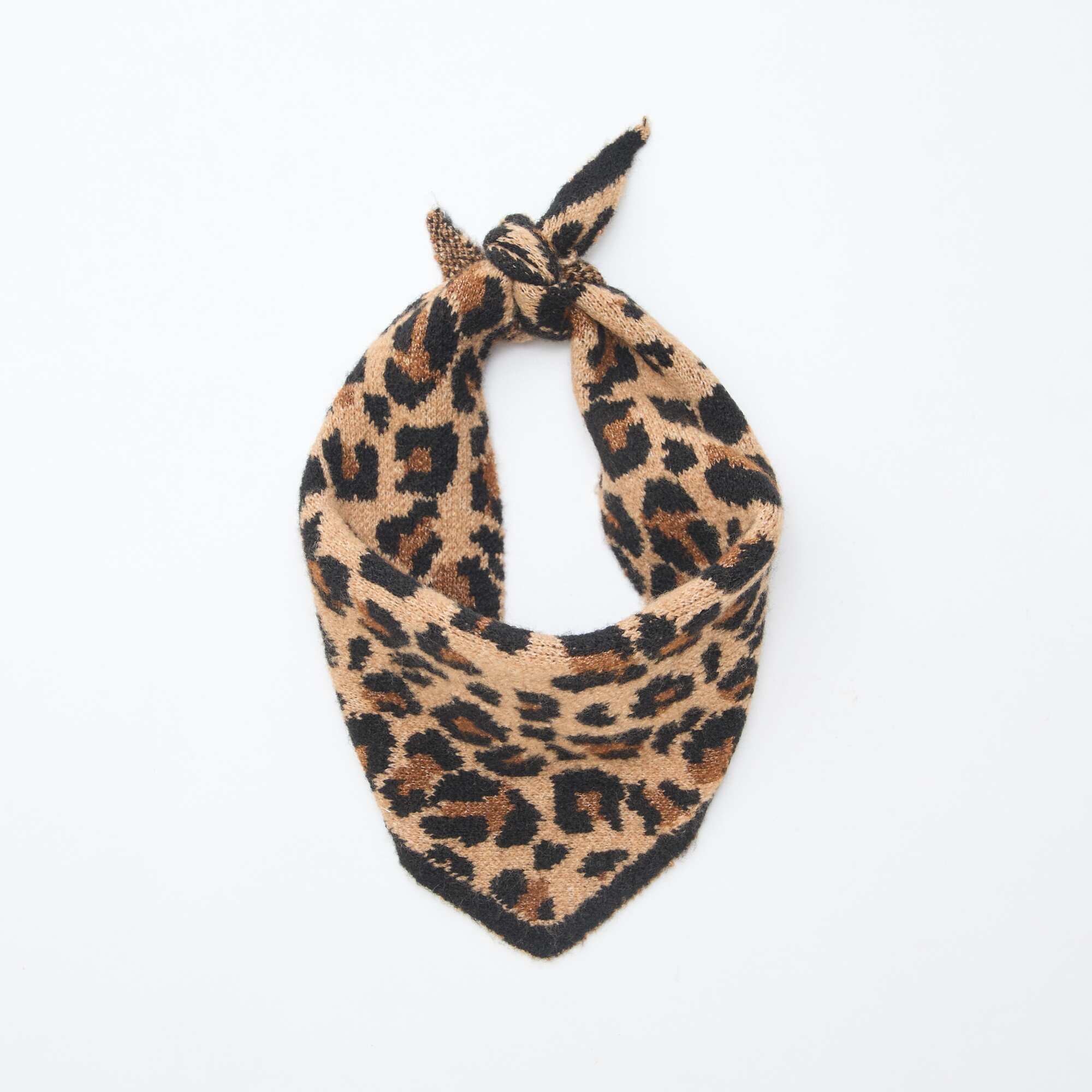 Leopard Print Triangle Scarf BROWN