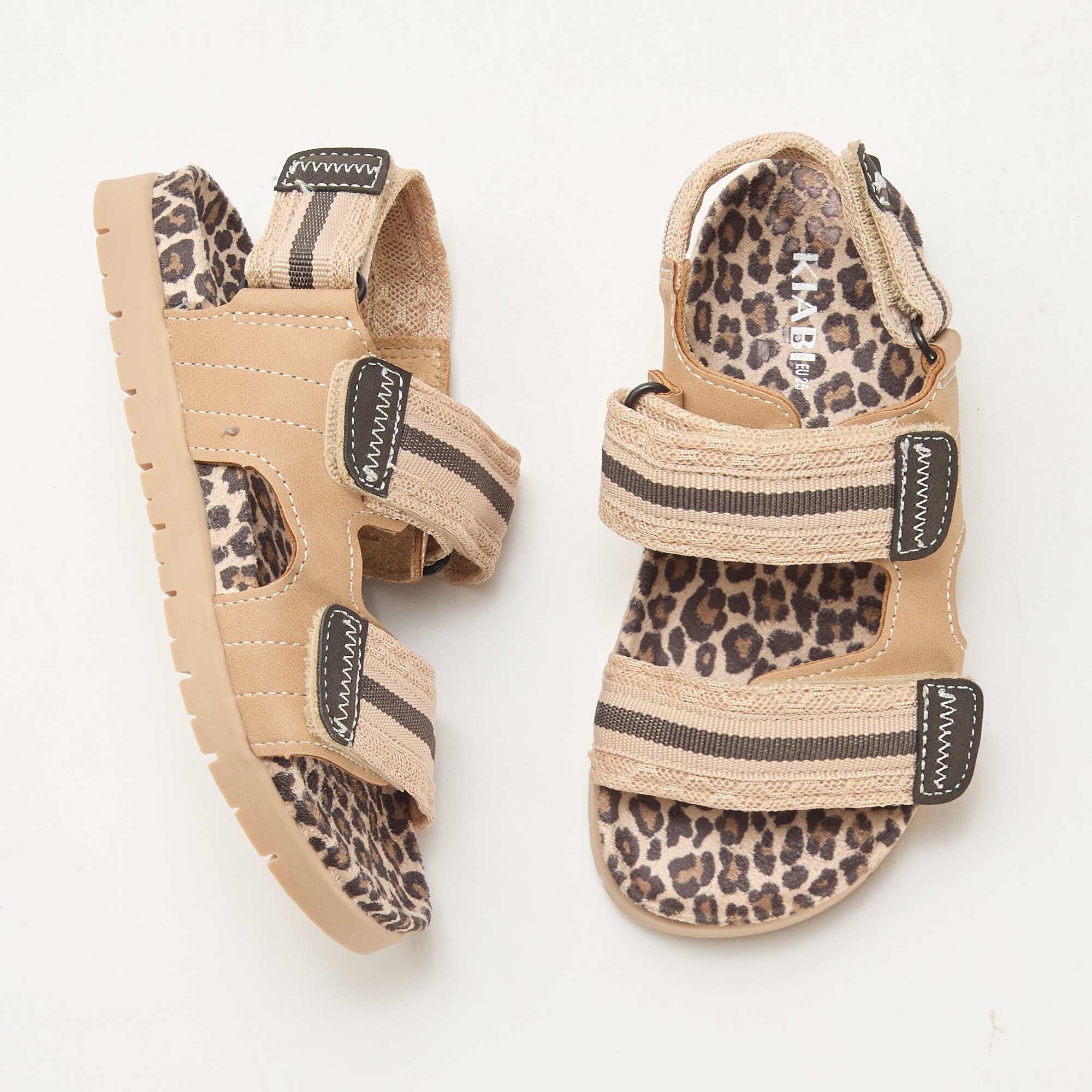 Leopard Print Velcro Sandals BEIGE - Image 5