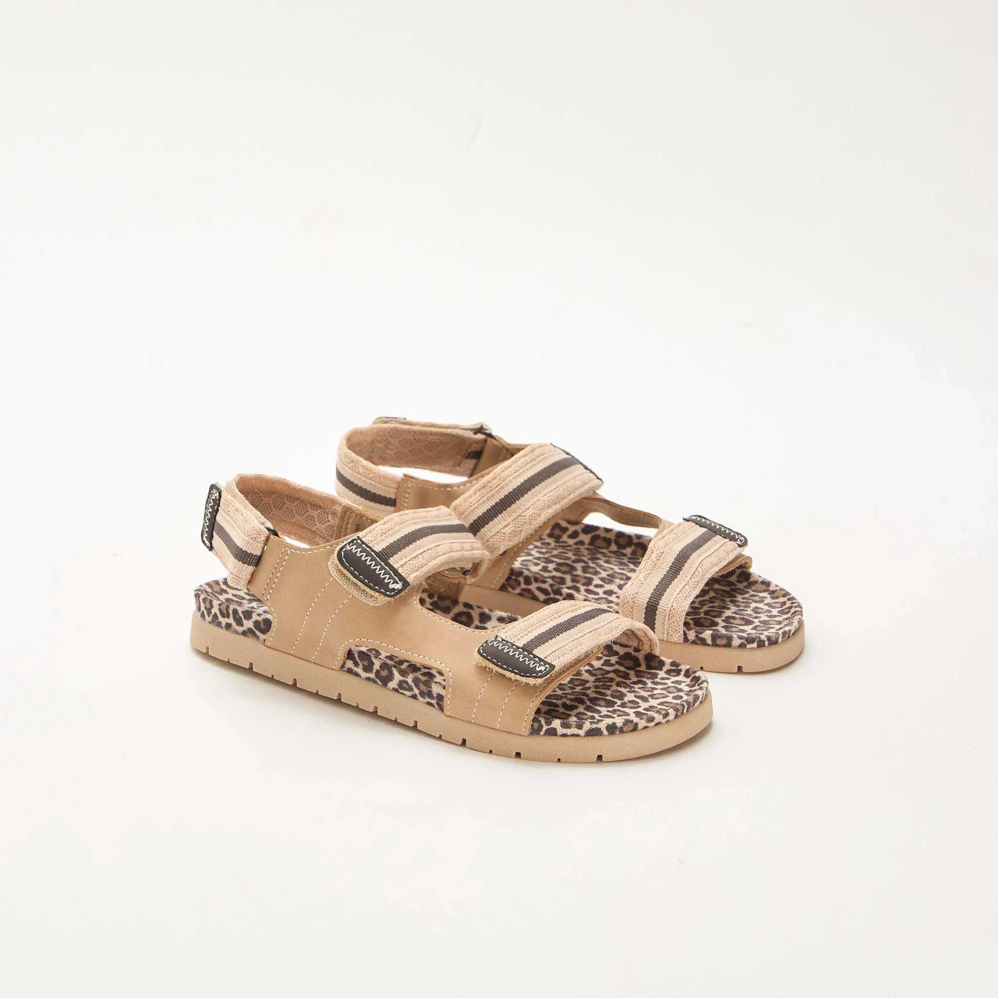 Leopard Print Velcro Sandals BEIGE