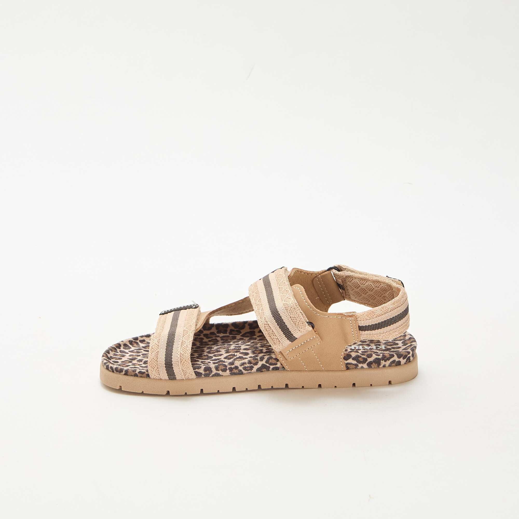 Leopard Print Velcro Sandals BEIGE - Image 4