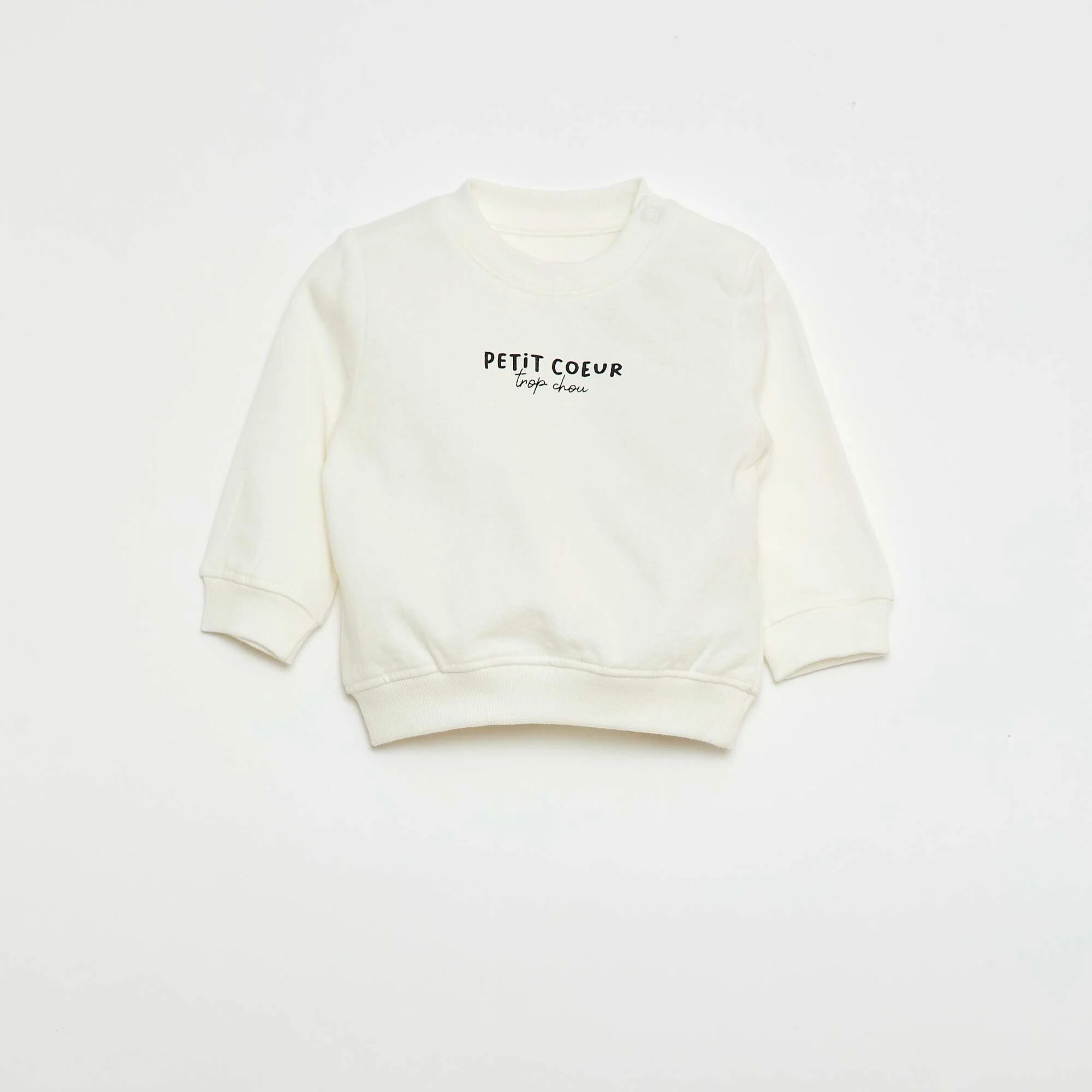 Lightweight Fleece Sweatshirt with Print WHITE