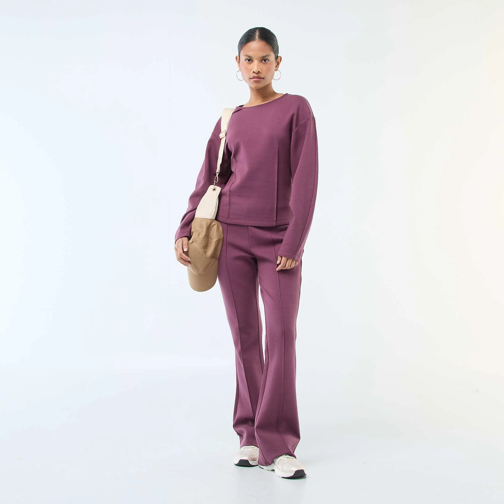 Lightweight Fleece Wide-Leg Pants PURPLE