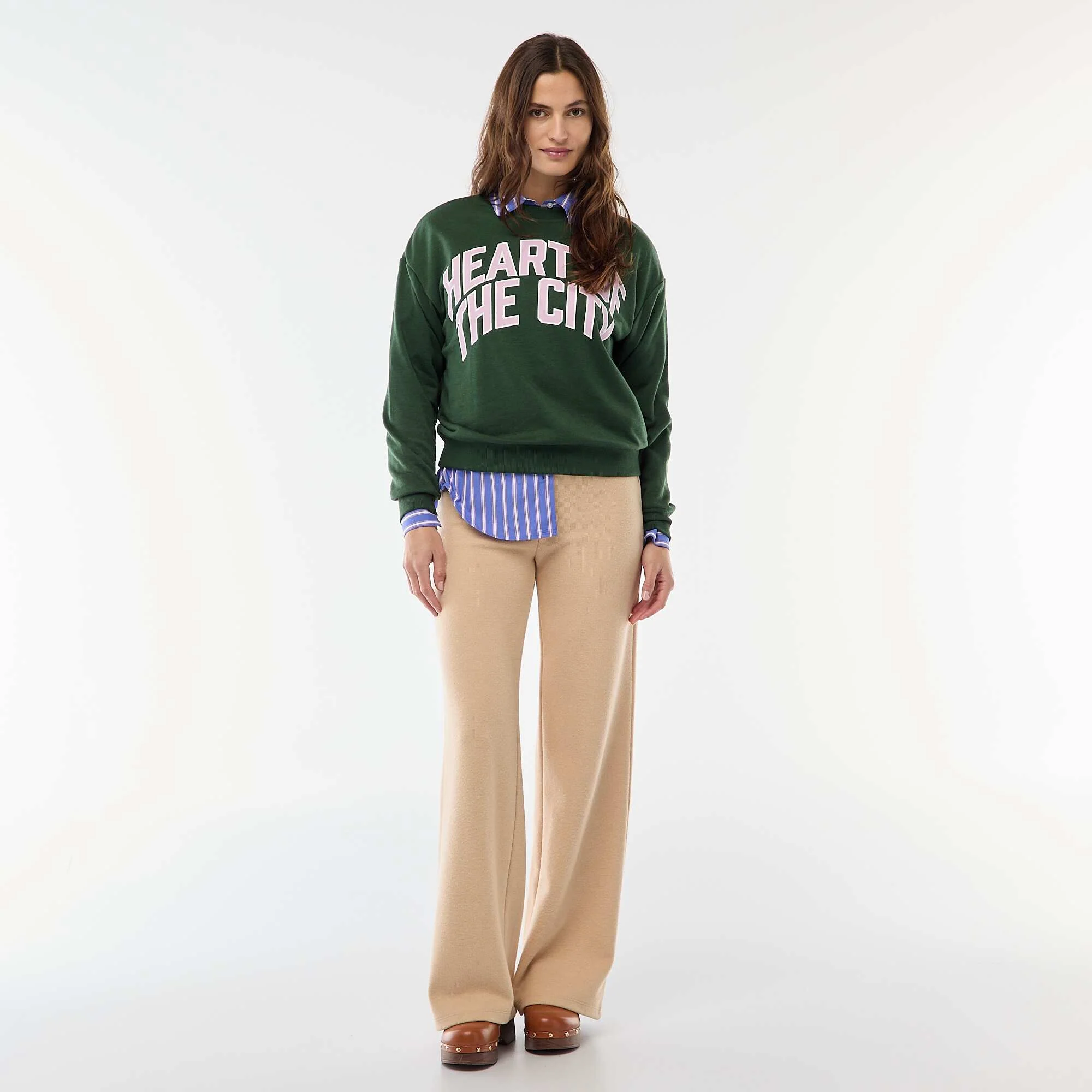 Lightweight French Terry Sweatshirt with Print GREEN - Image 2