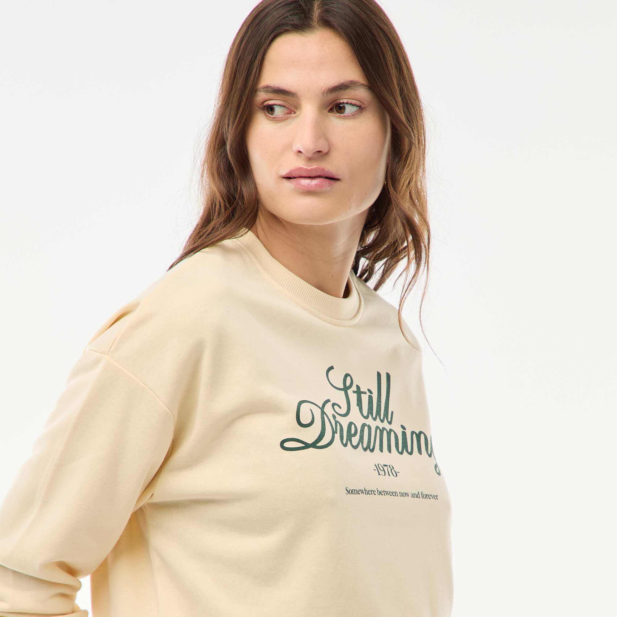 Lightweight French Terry Sweatshirt with Print WHITE - Image 5
