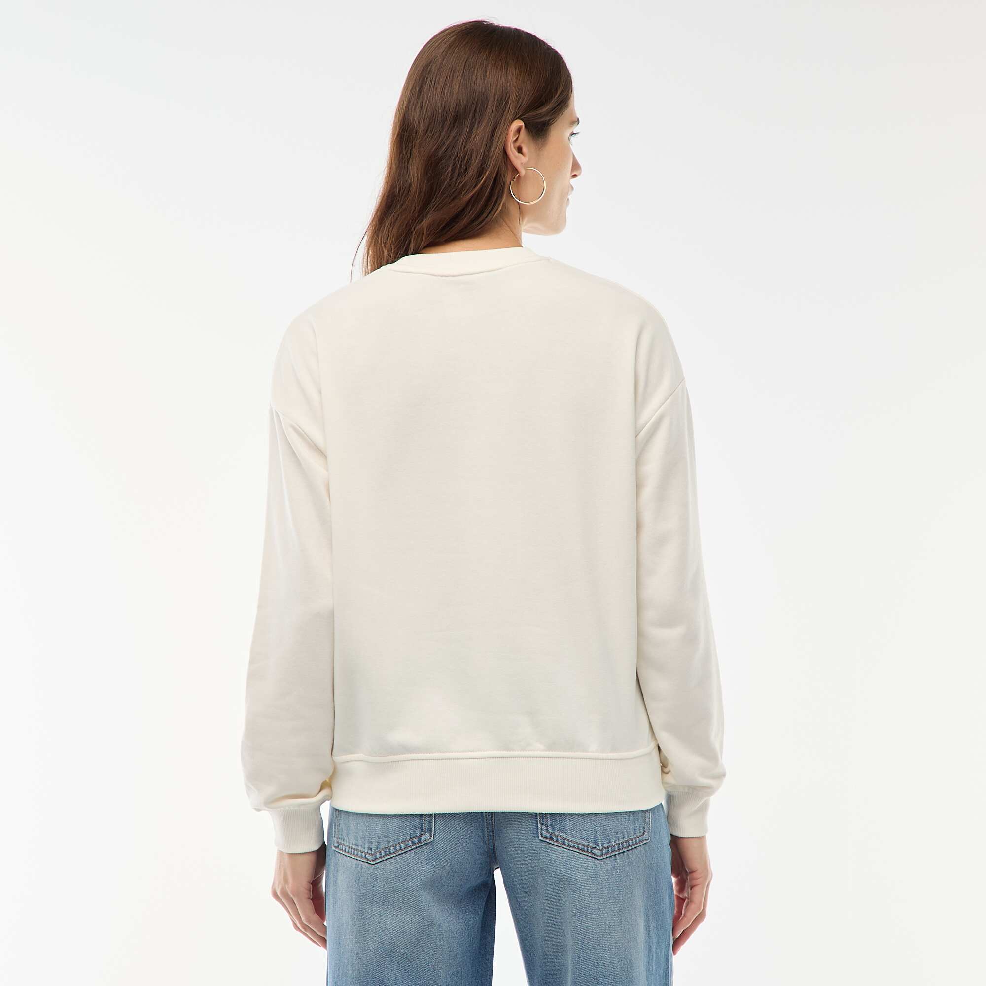 Lightweight French Terry Sweatshirt with Print WHITE - Image 4