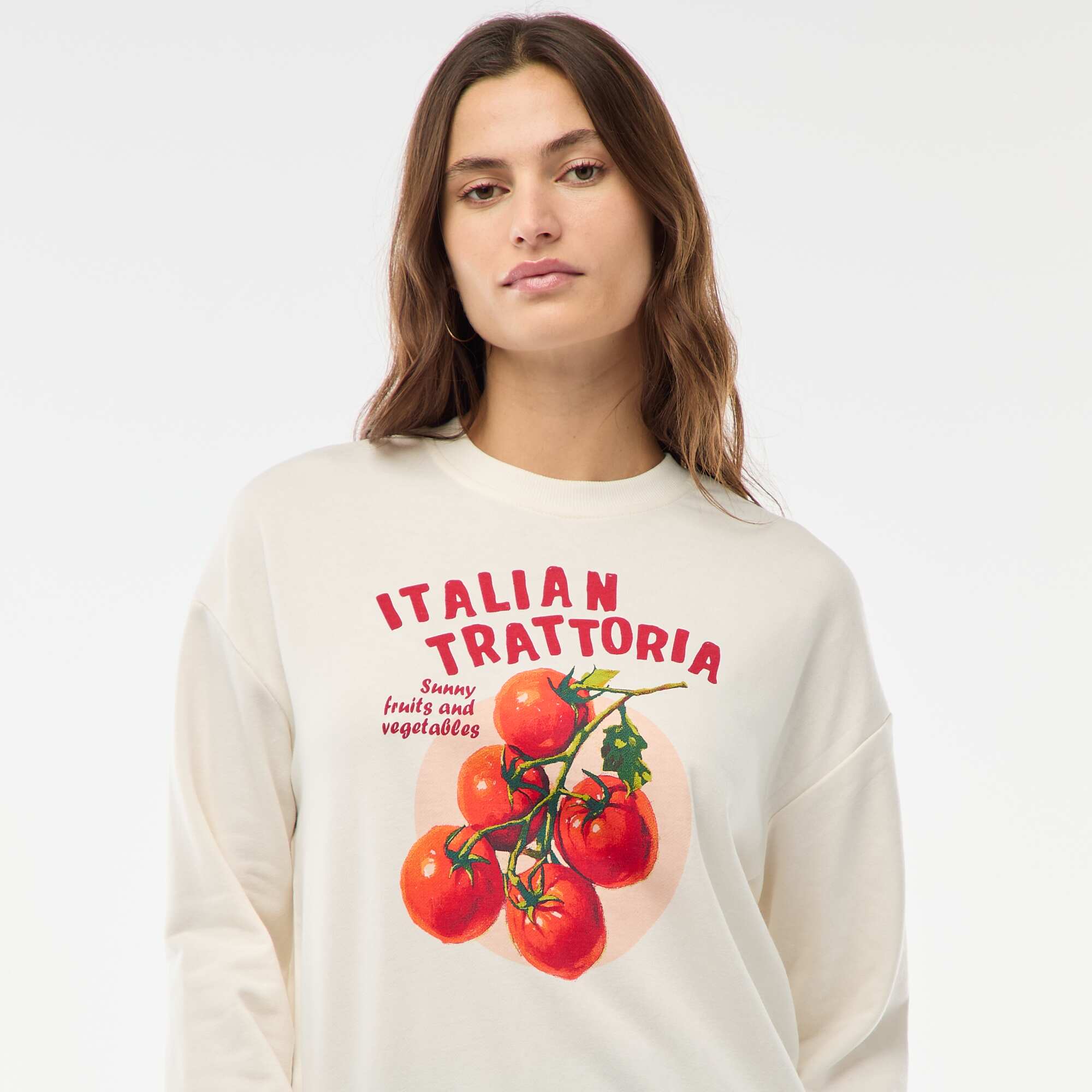 Lightweight French Terry Sweatshirt with Print WHITE - Image 5