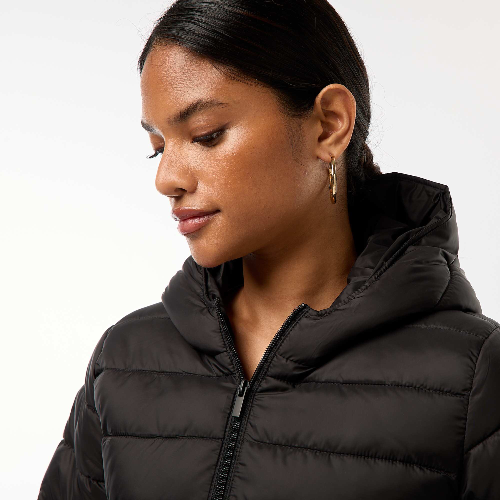 Lightweight Hooded Padded Jacket BLACK - Image 3