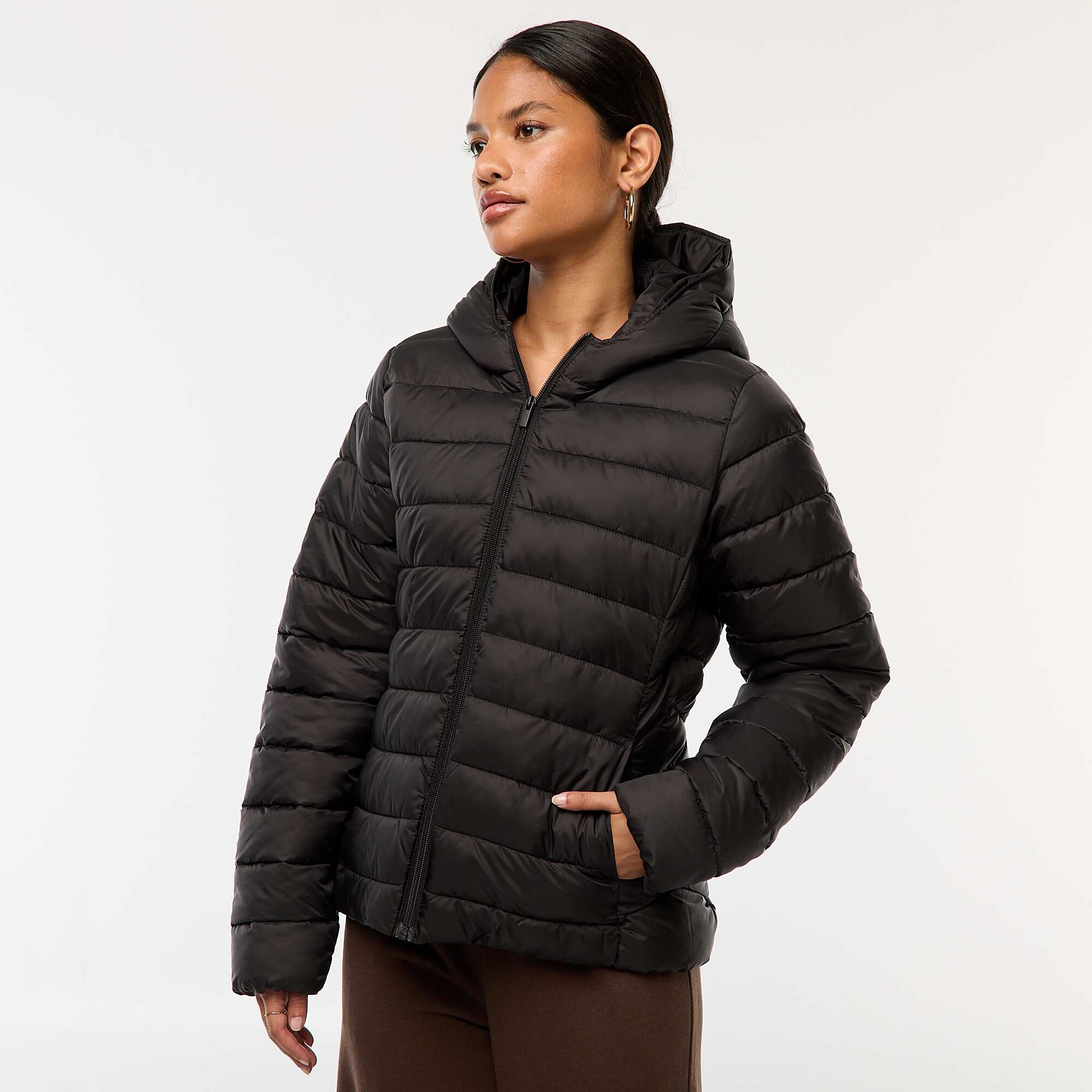 Lightweight Hooded Padded Jacket BLACK - Image 5