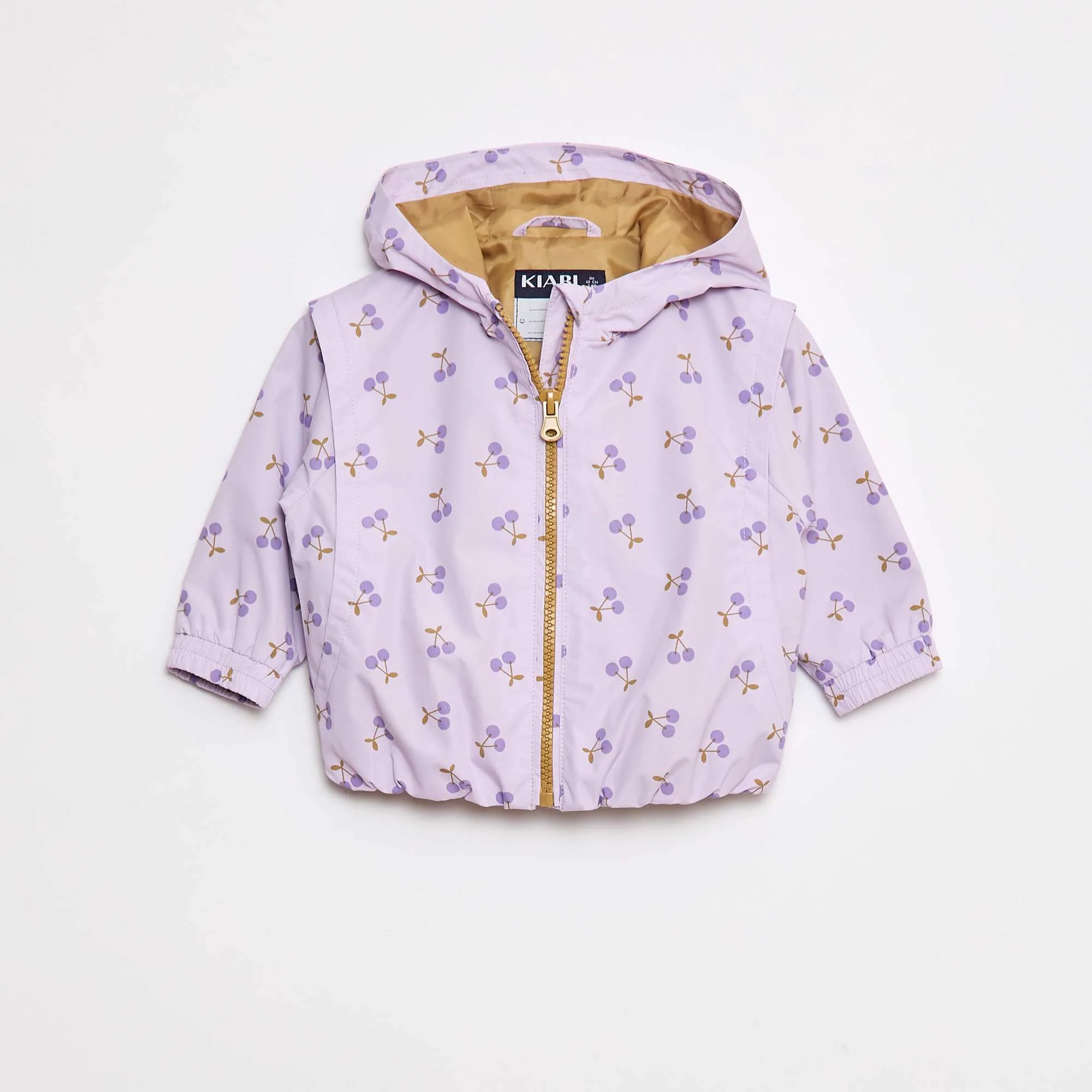 Lightweight hooded windcheater with all-over pattern PURPLE