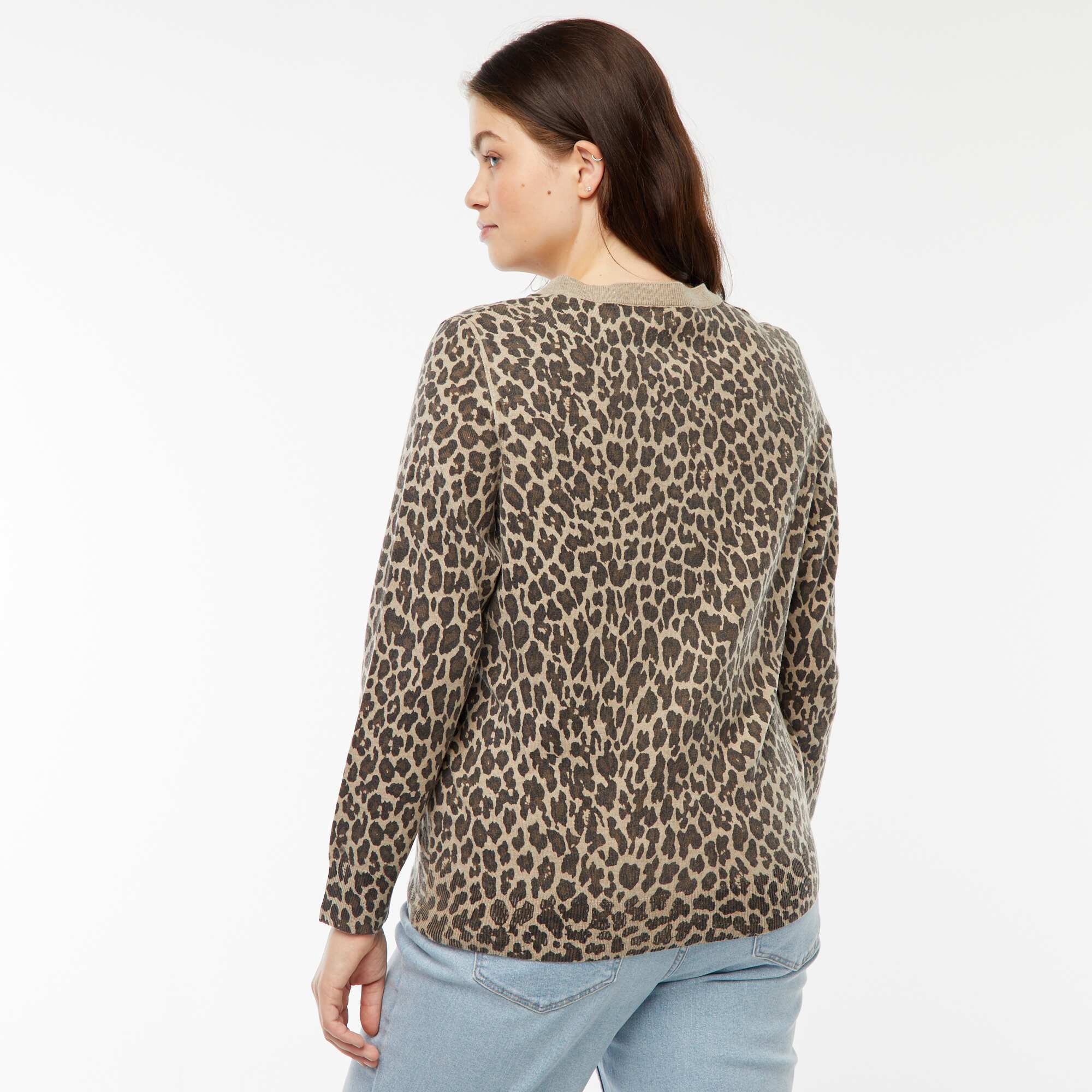 Lightweight leopard print cardigan BEIGE - Image 4