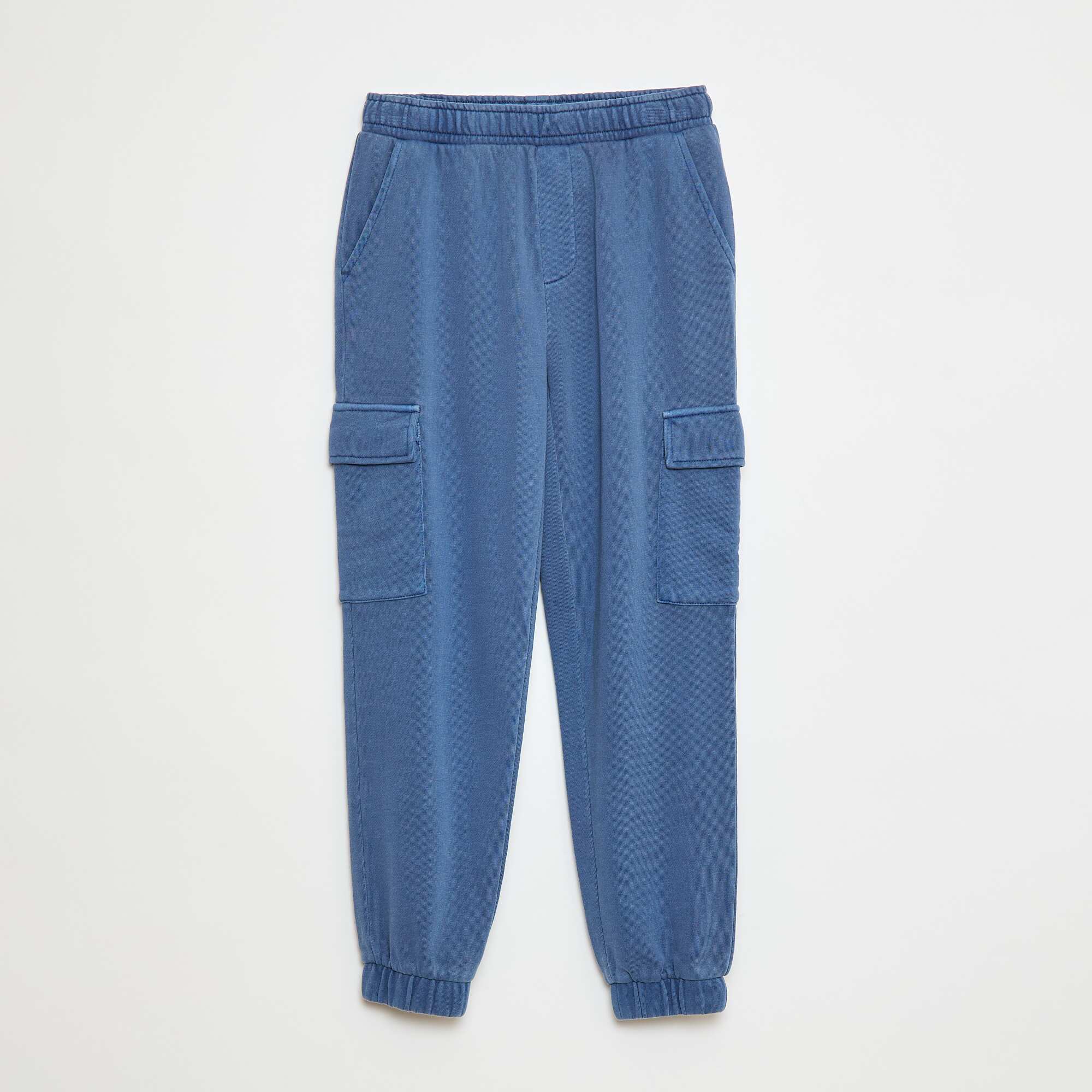 Lightweight multi-pocket sweatshirt fabric joggers BLUE