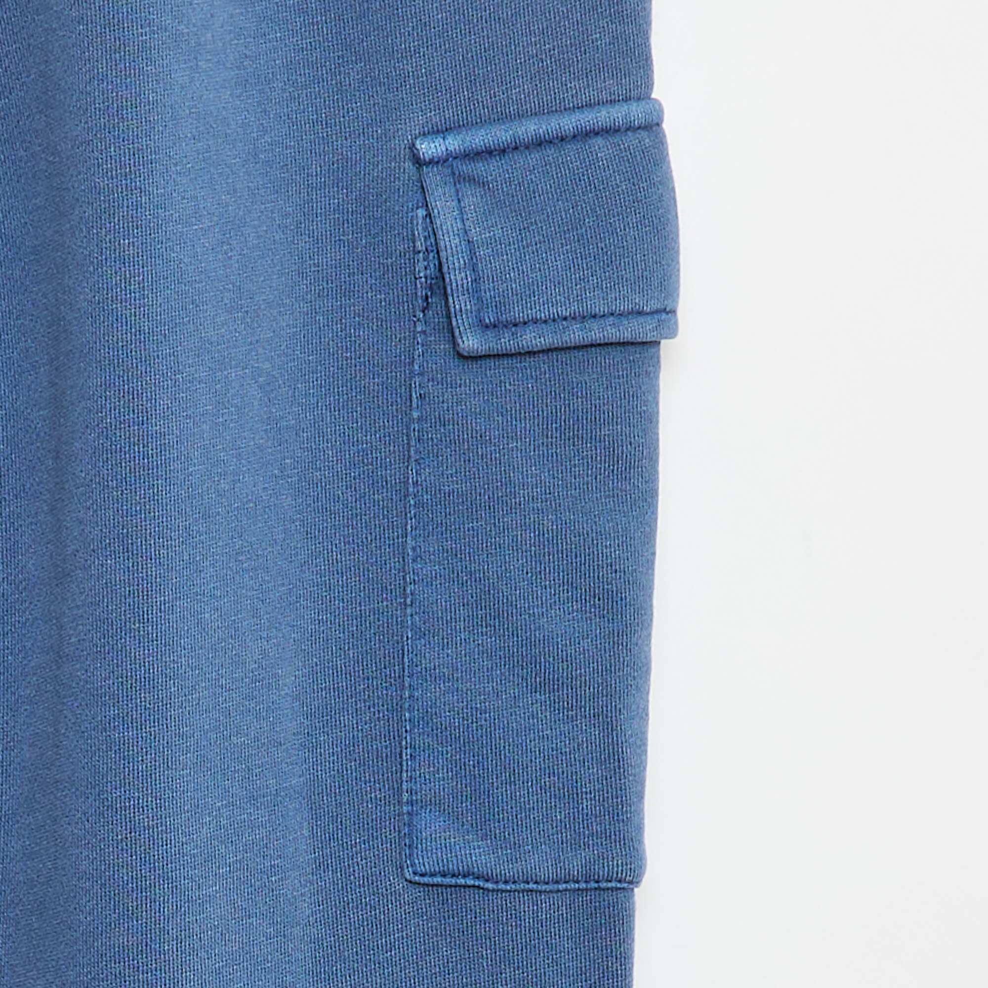 Lightweight multi-pocket sweatshirt fabric joggers BLUE - Image 4