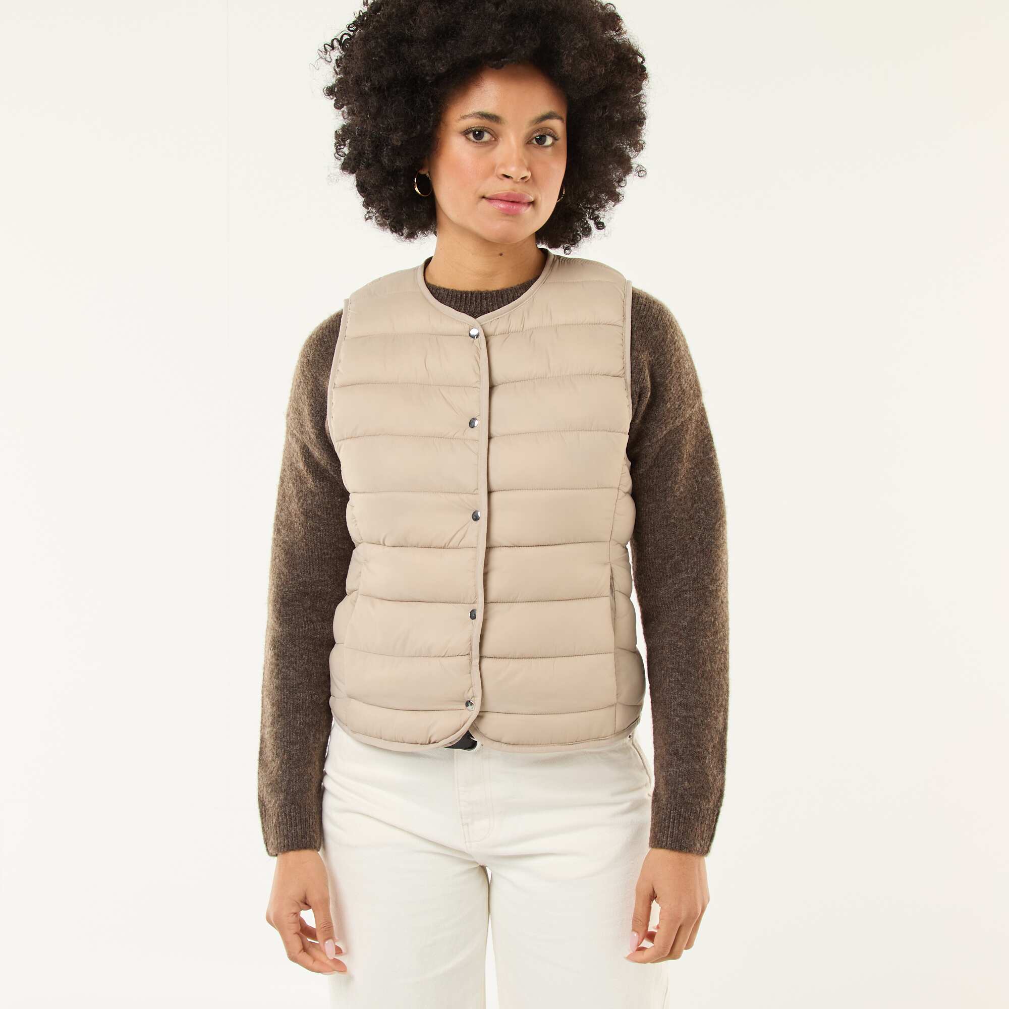 Lightweight quilted bodywarmer BEIGE - Image 3