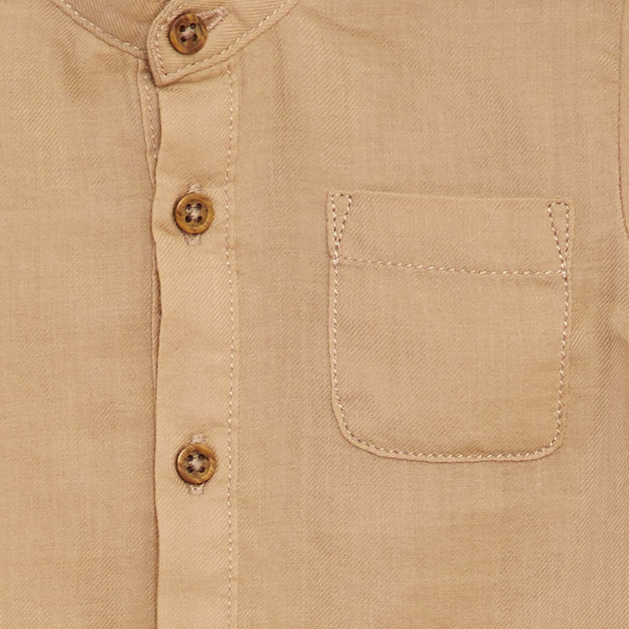 Lightweight shirt with mandarin collar BEIGE - Image 3