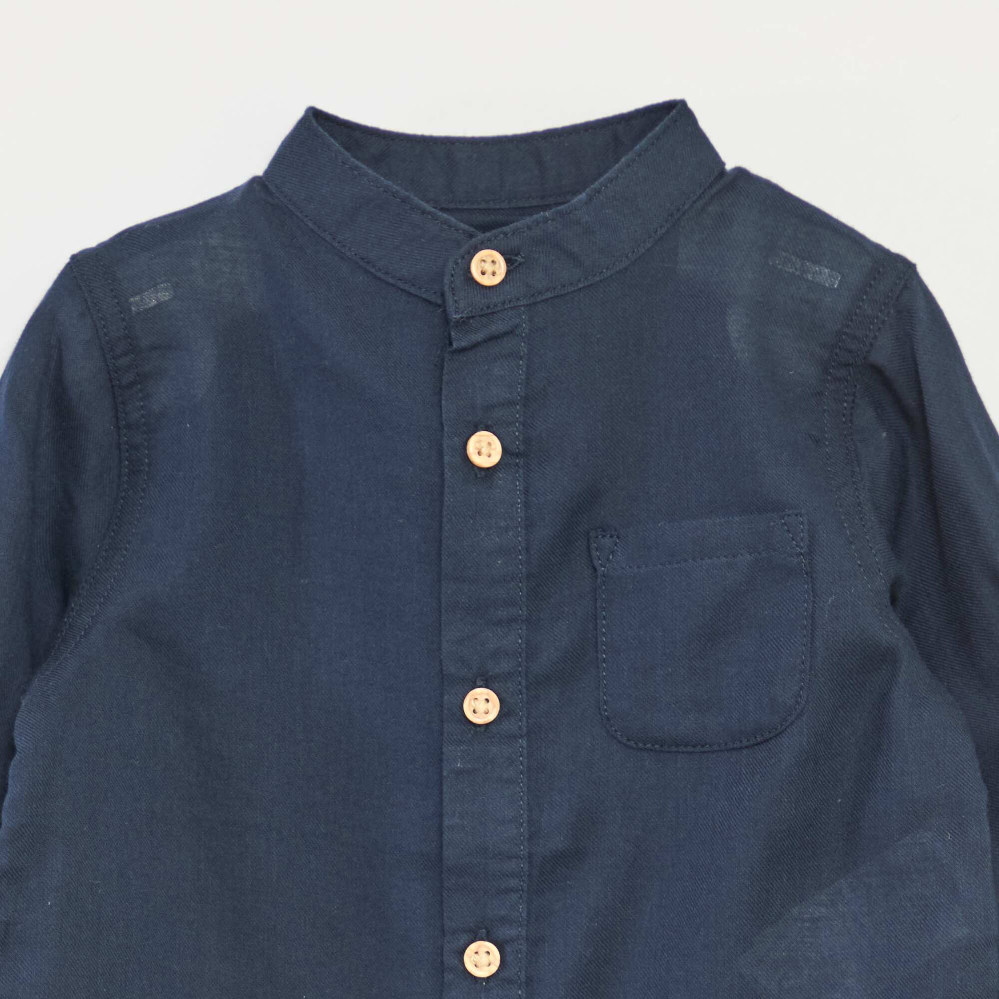 Lightweight shirt with mandarin collar BLUE - Image 2