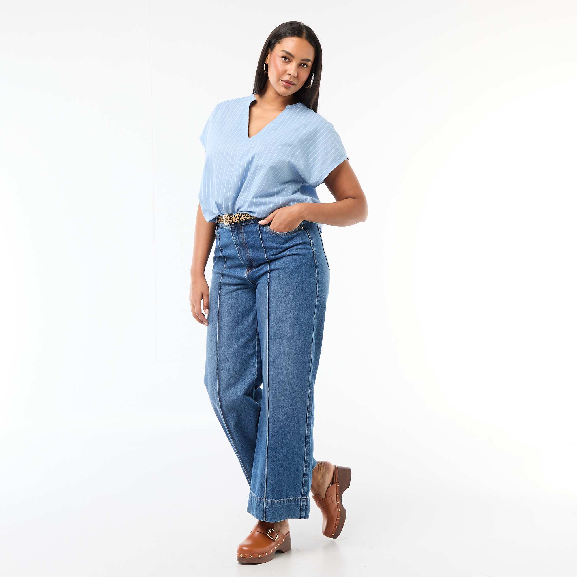 Lightweight Short-Sleeve Blouse BLUE - Image 2
