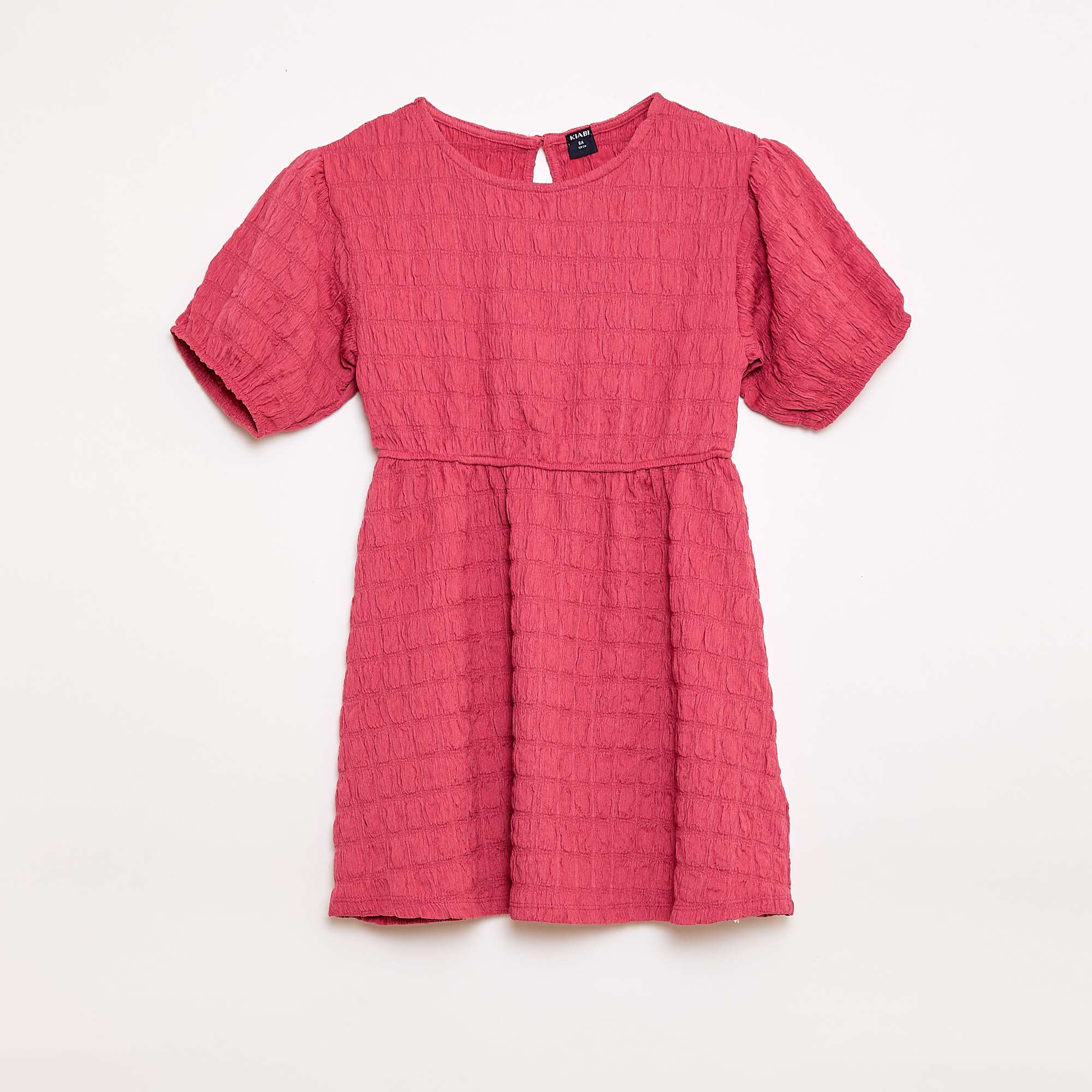 Lightweight Solid Dress with Short Sleeves PINK