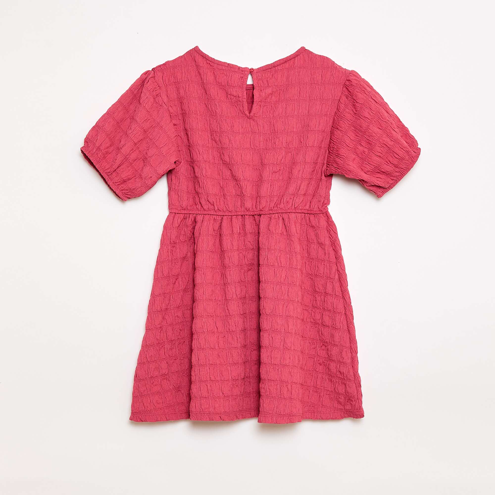Lightweight Solid Dress with Short Sleeves PINK - Image 2