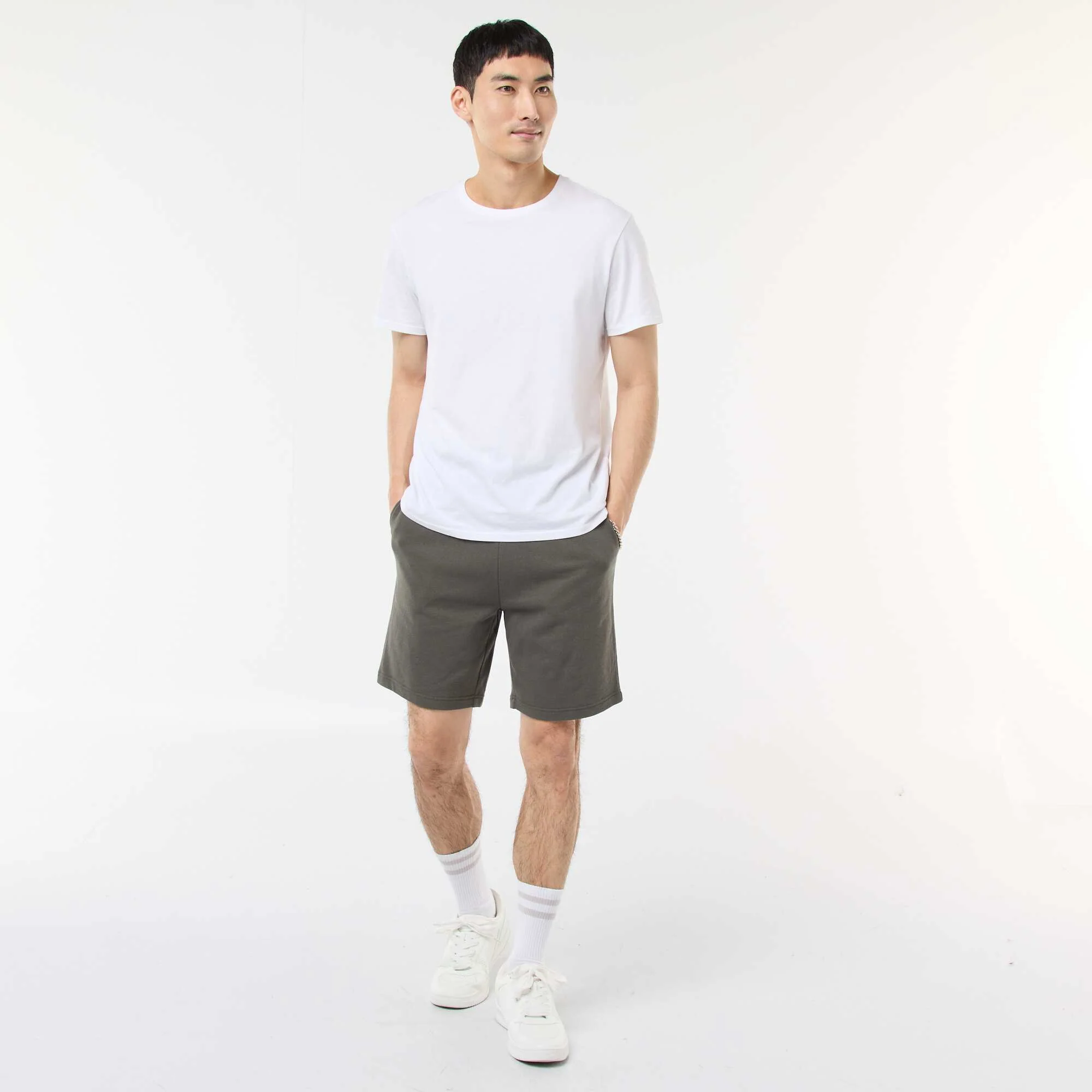 Lightweight sweatshirt fabric Bermuda shorts KHAKI - Image 2