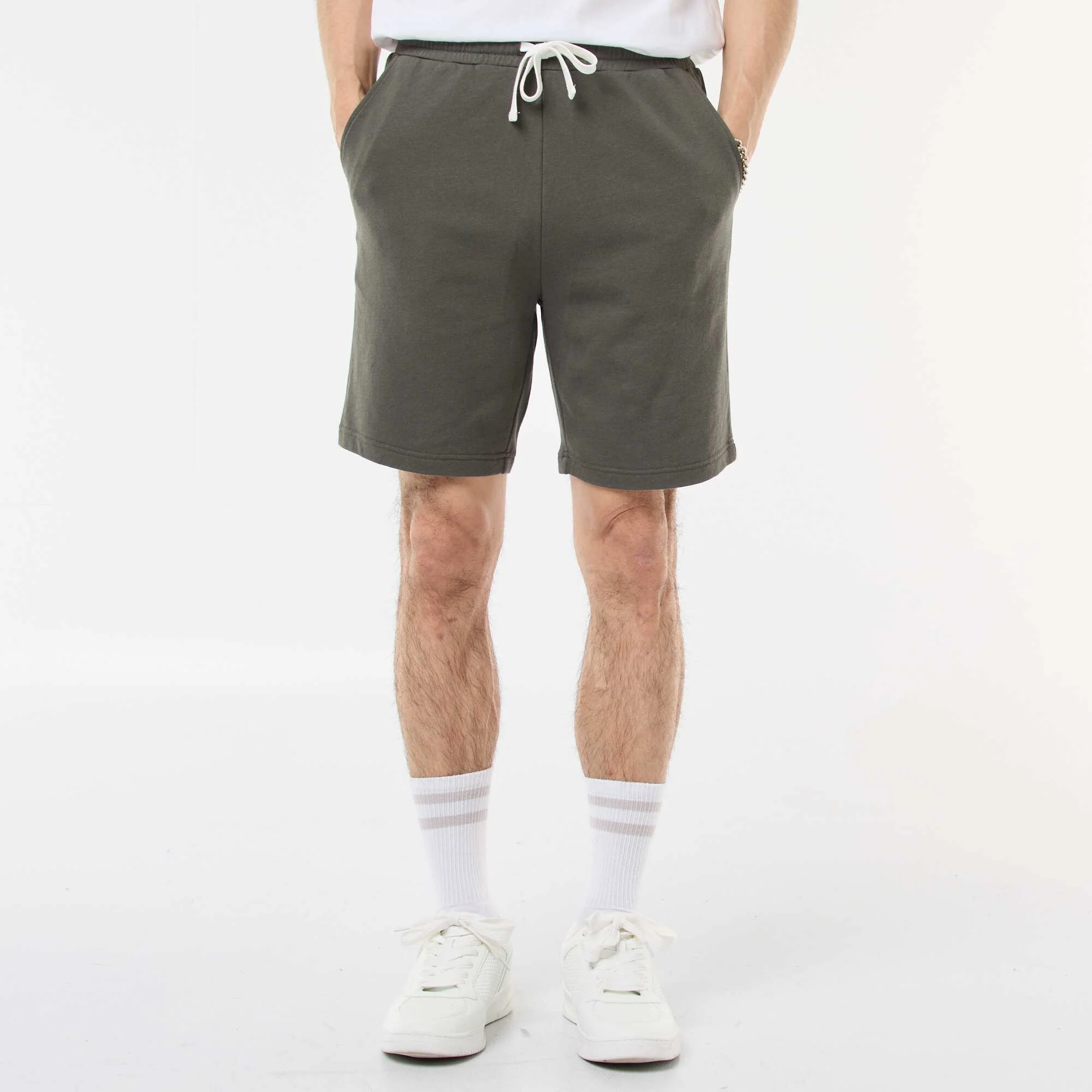 Lightweight sweatshirt fabric Bermuda shorts KHAKI - Image 3