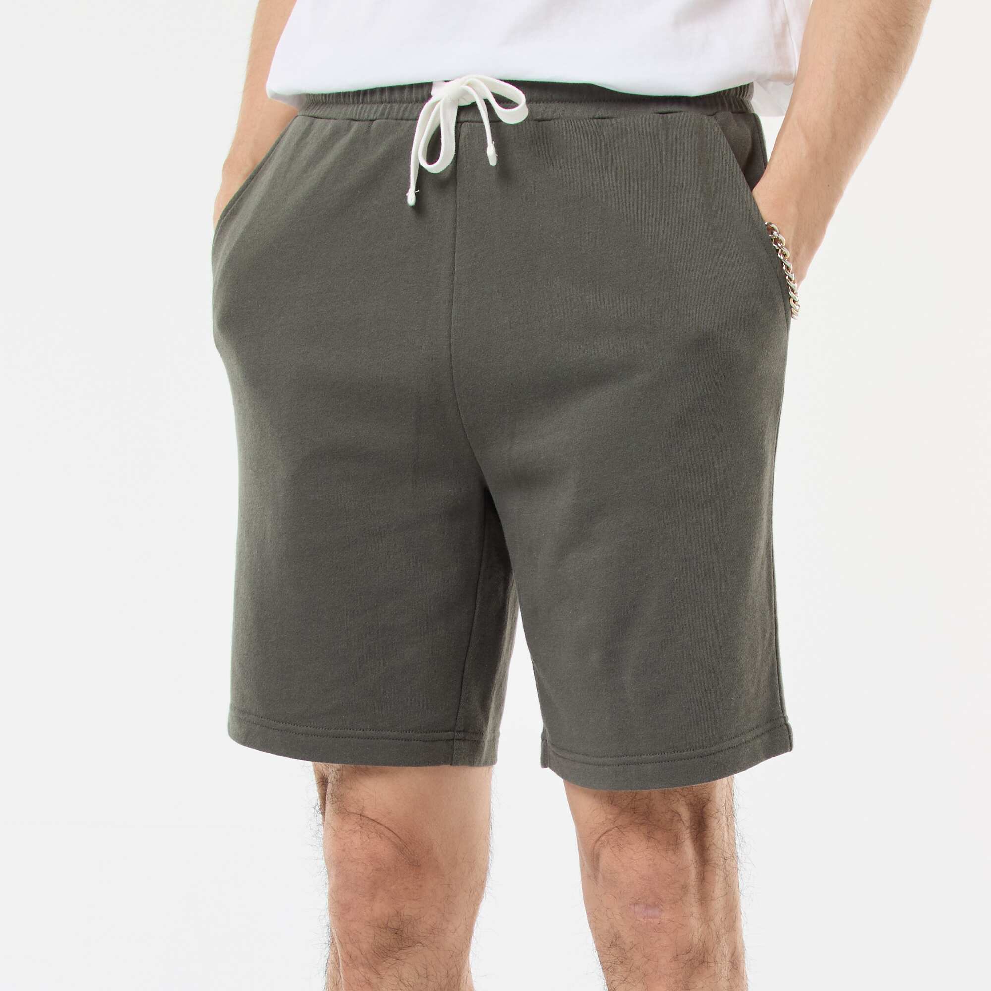 Lightweight sweatshirt fabric Bermuda shorts KHAKI - Image 5