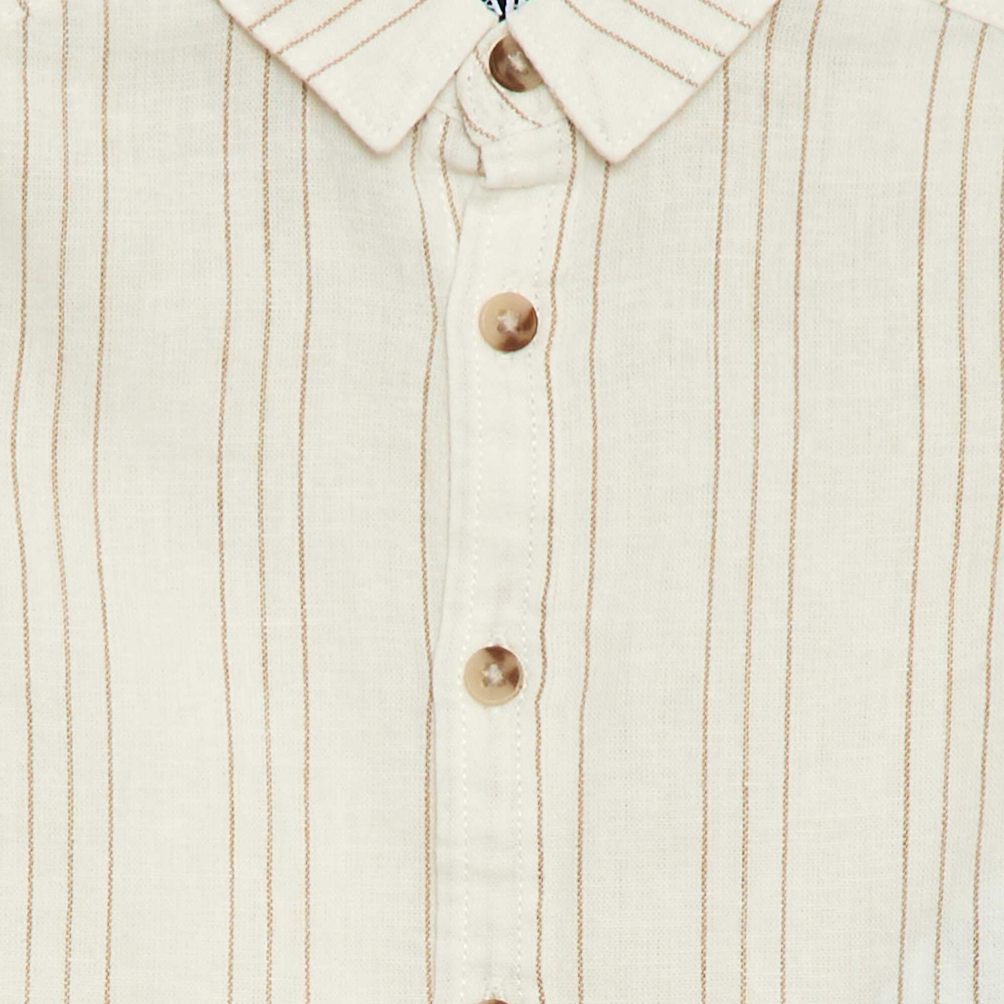 Linen and Cotton Striped Shirt WHITE - Image 3