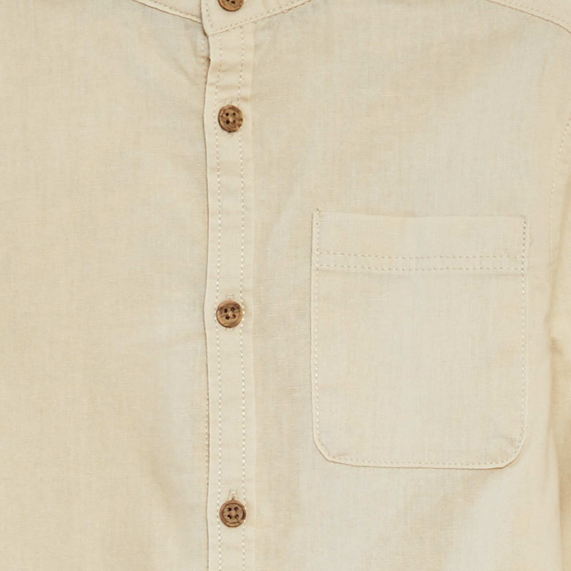 Linen-blend shirt BEIGE - Image 3