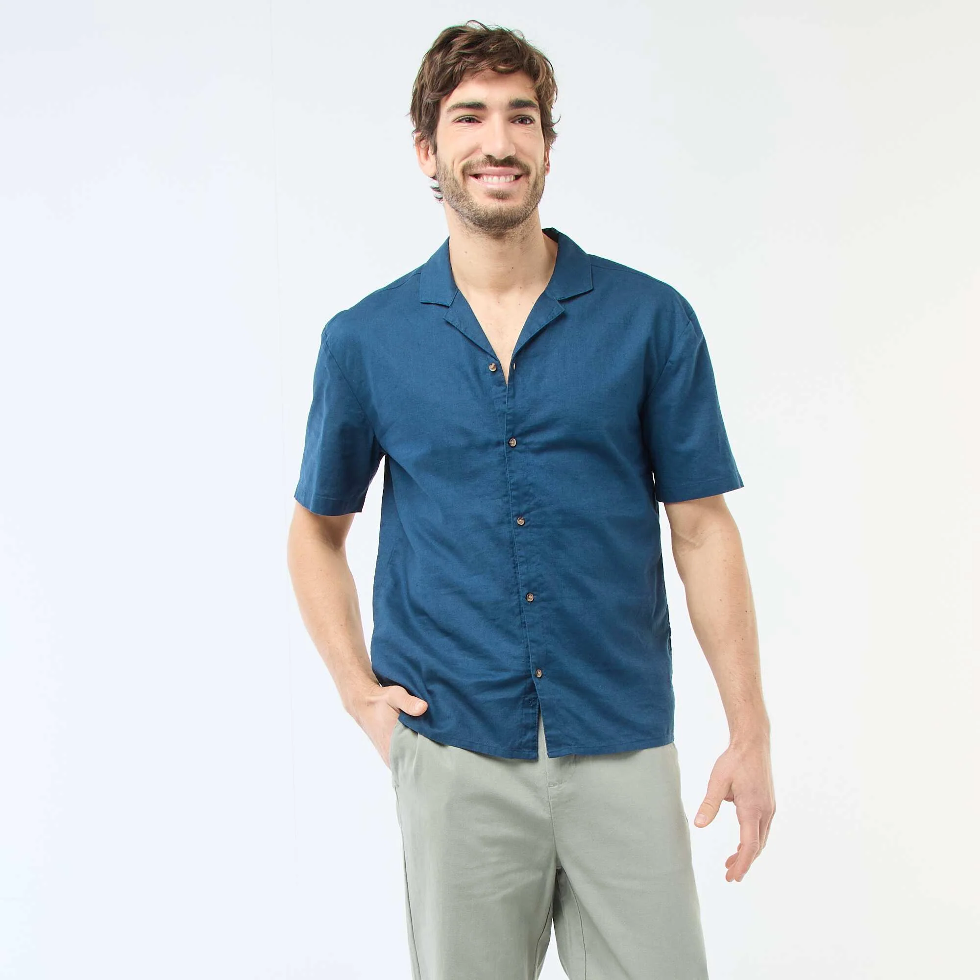 Linen Blend Shirt BLUE
