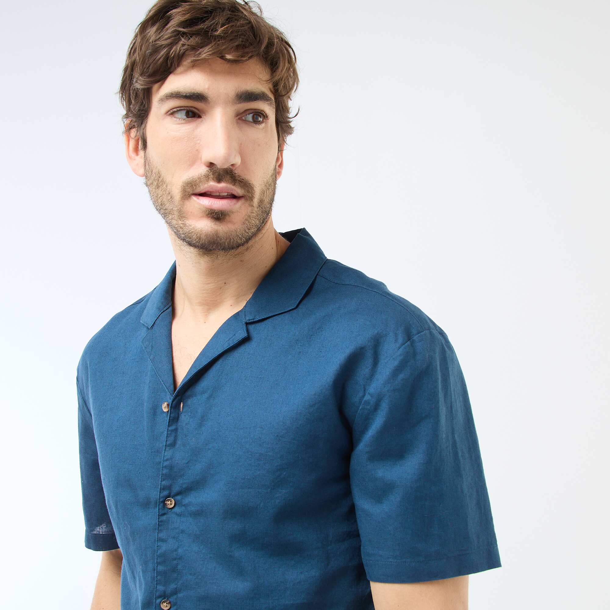 Linen Blend Shirt BLUE - Image 3