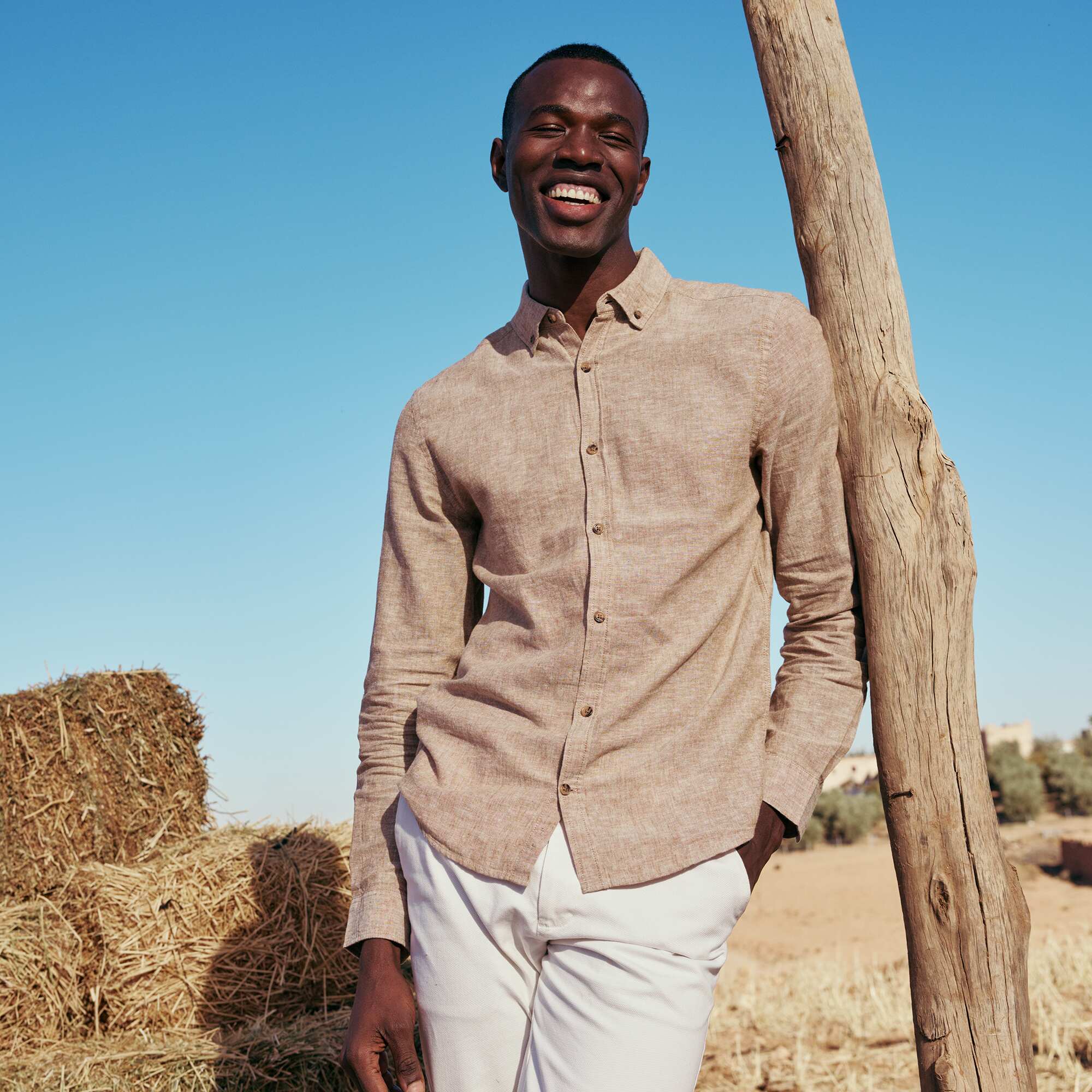 Linen Blend Shirt BROWN - Image 2