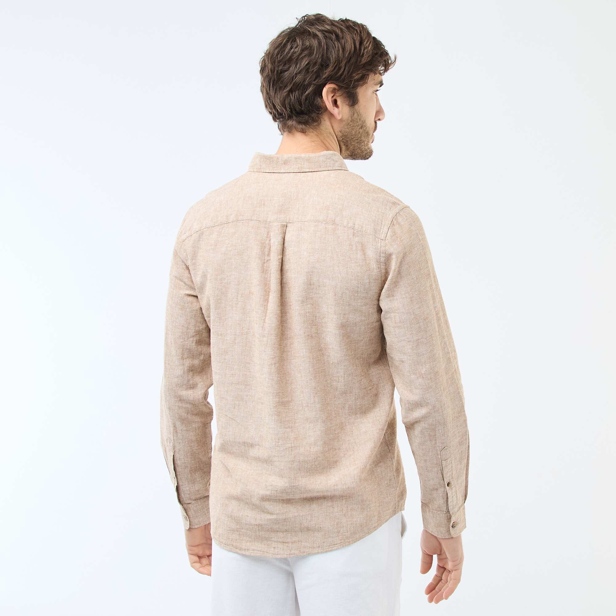 Linen Blend Shirt BROWN - Image 5