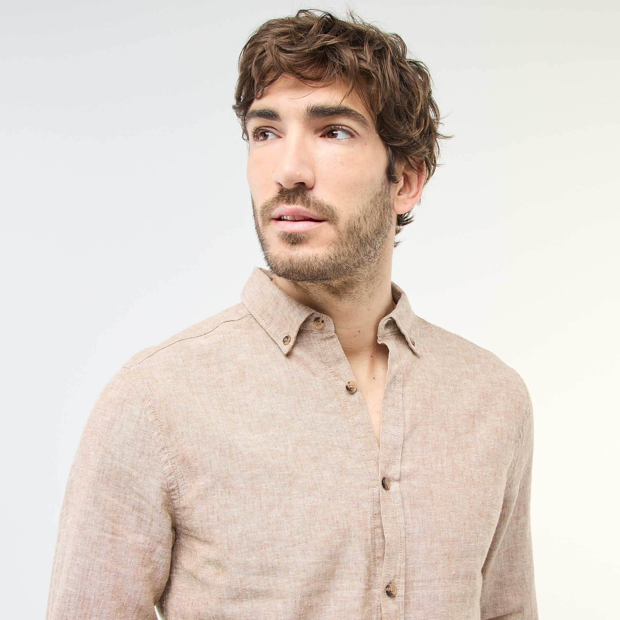 Linen Blend Shirt BROWN - Image 6