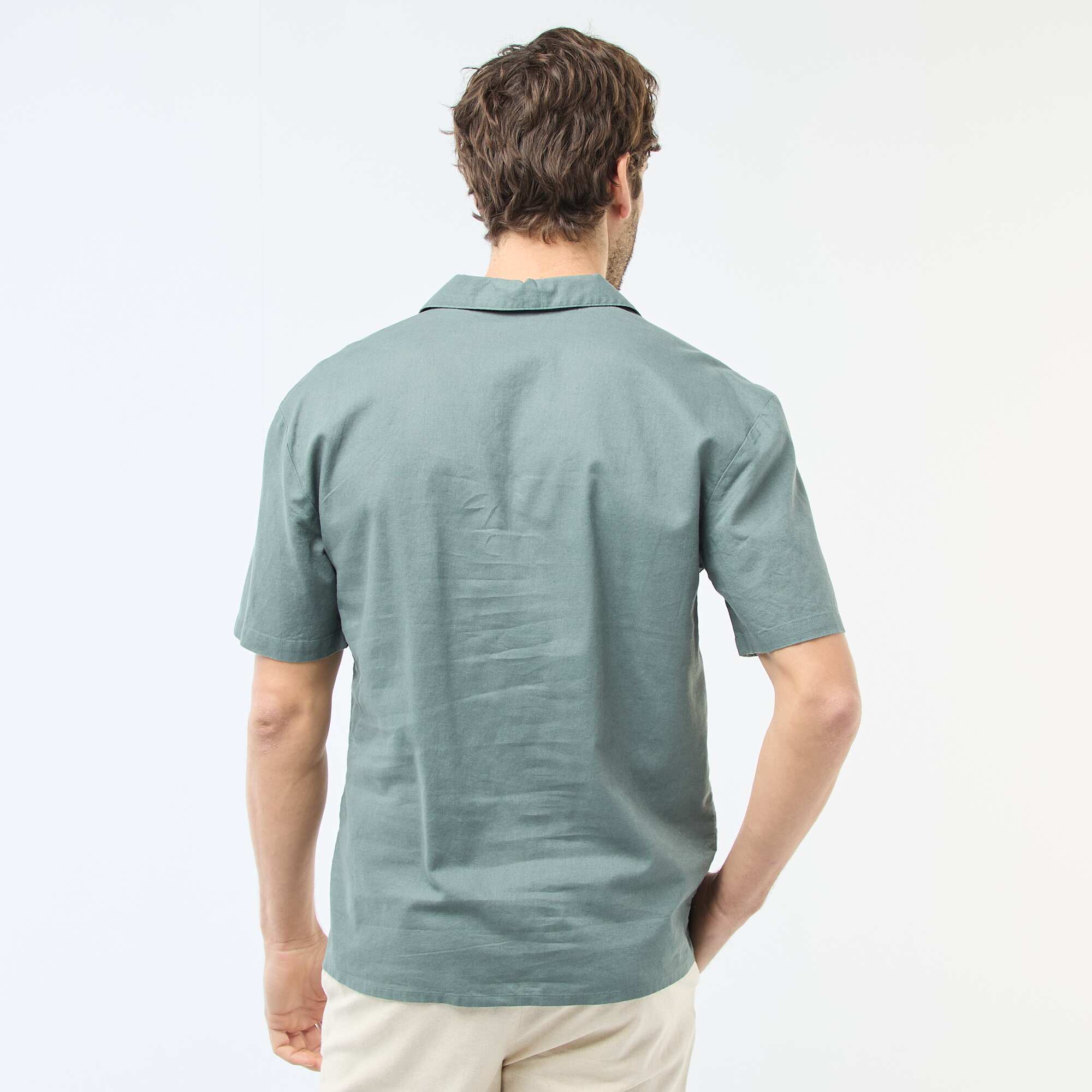 Linen Blend Shirt GREEN - Image 4