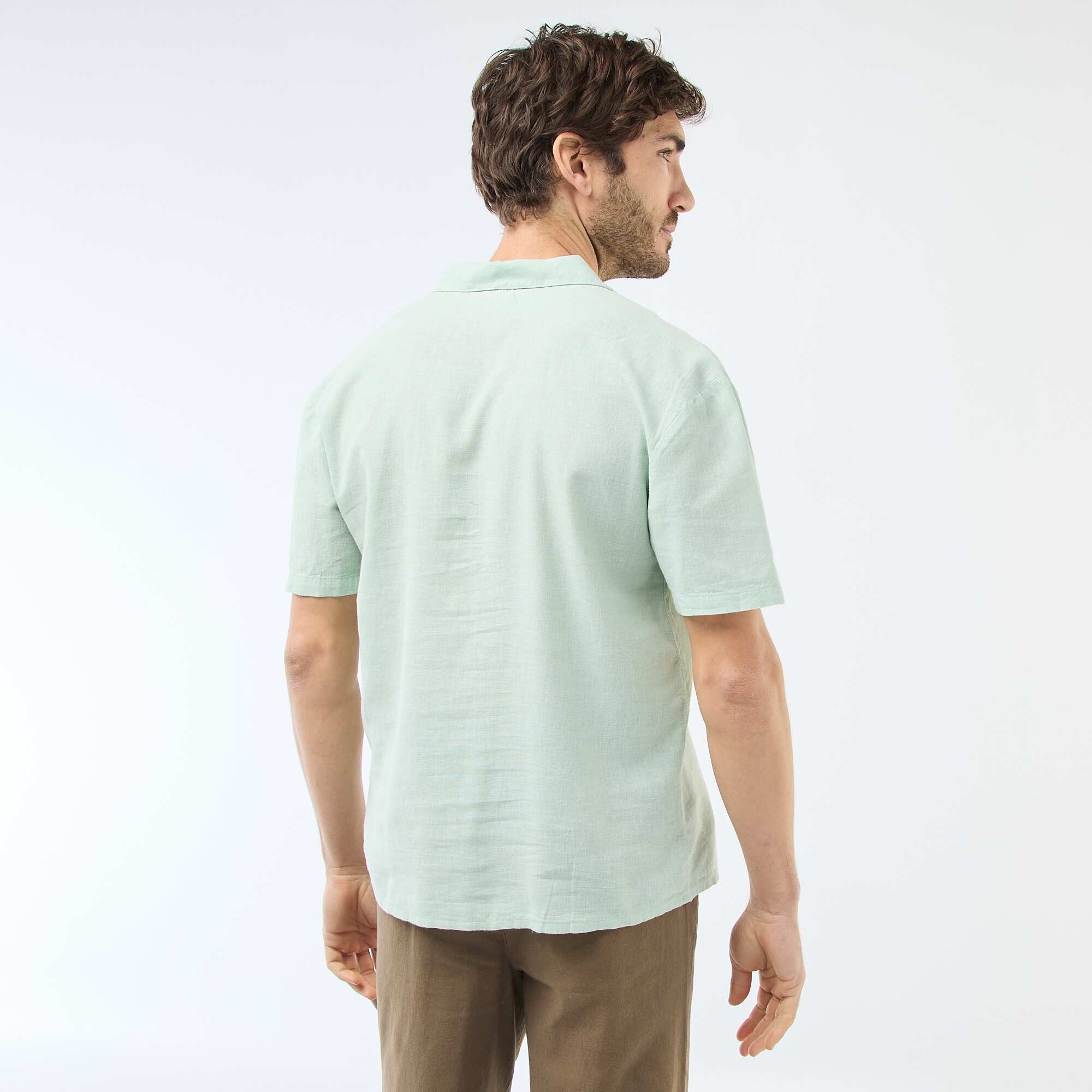 Linen Blend Shirt GREEN - Image 4