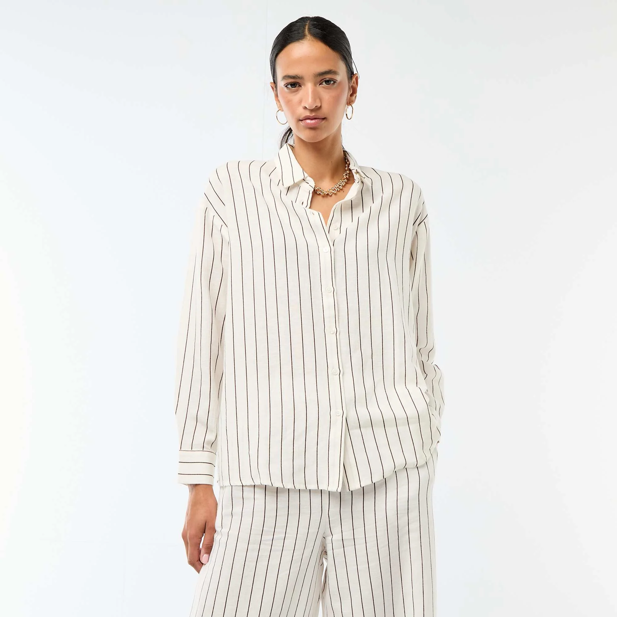 Linen Blend Shirt WHITE - Image 3