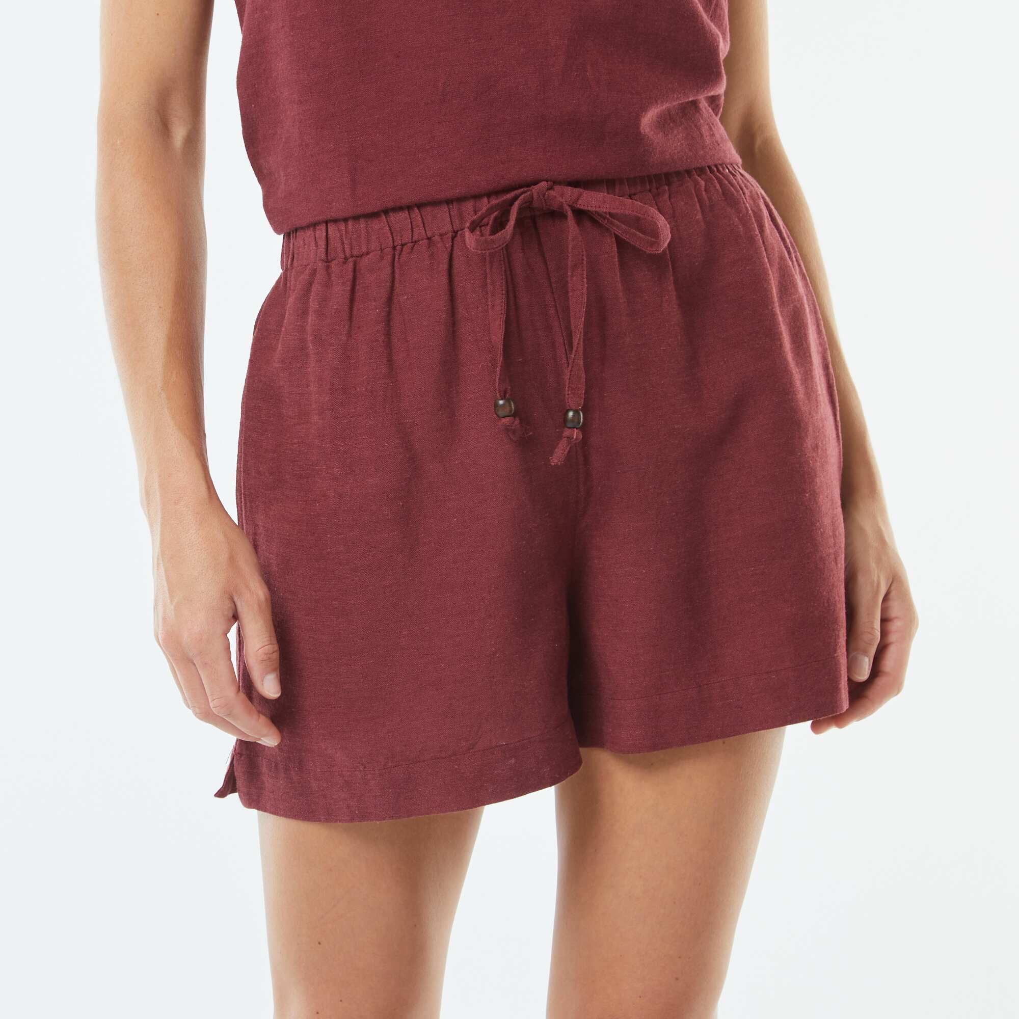 Linen-blend shorts RED - Image 4