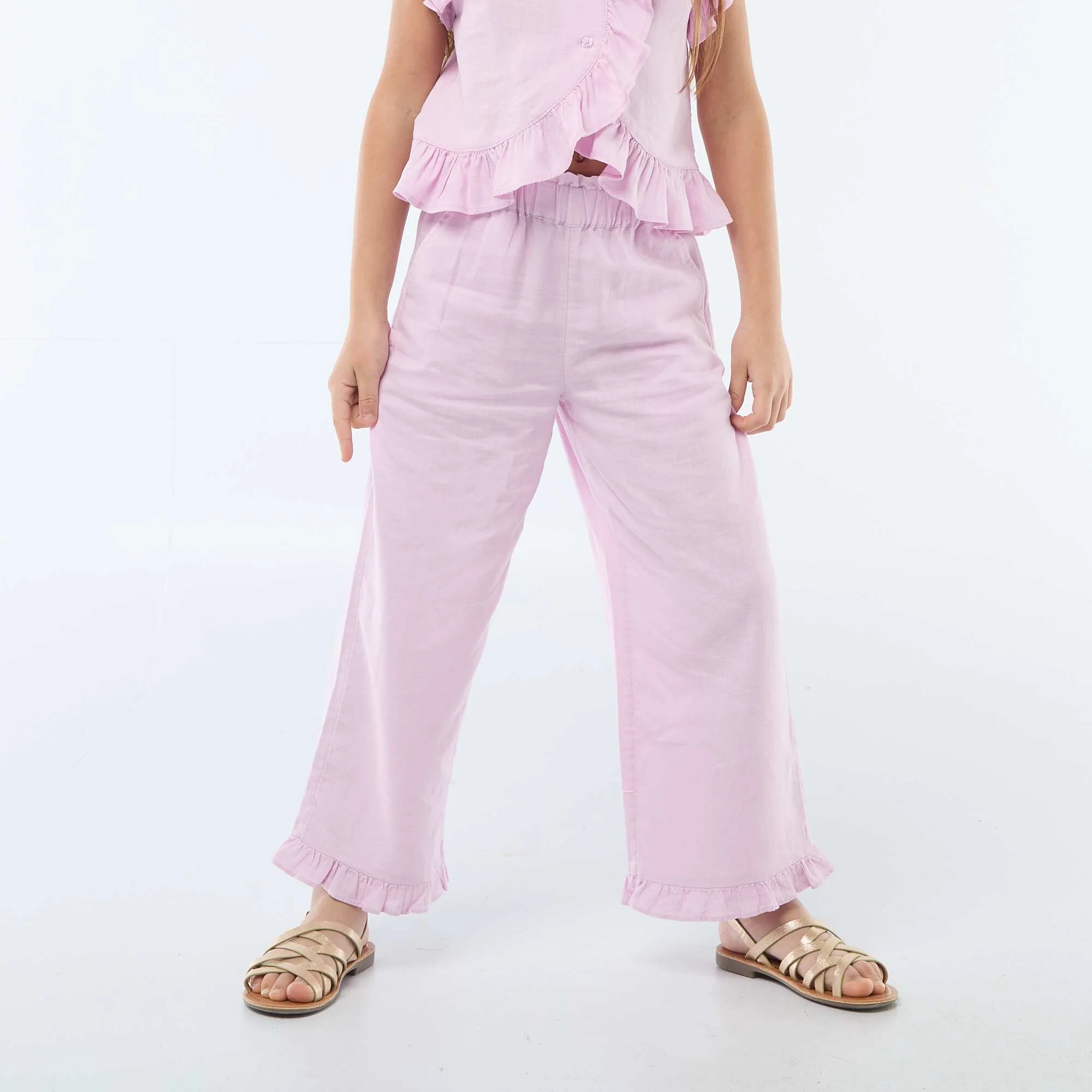 Linen Blend Trousers PURPLE - Image 3