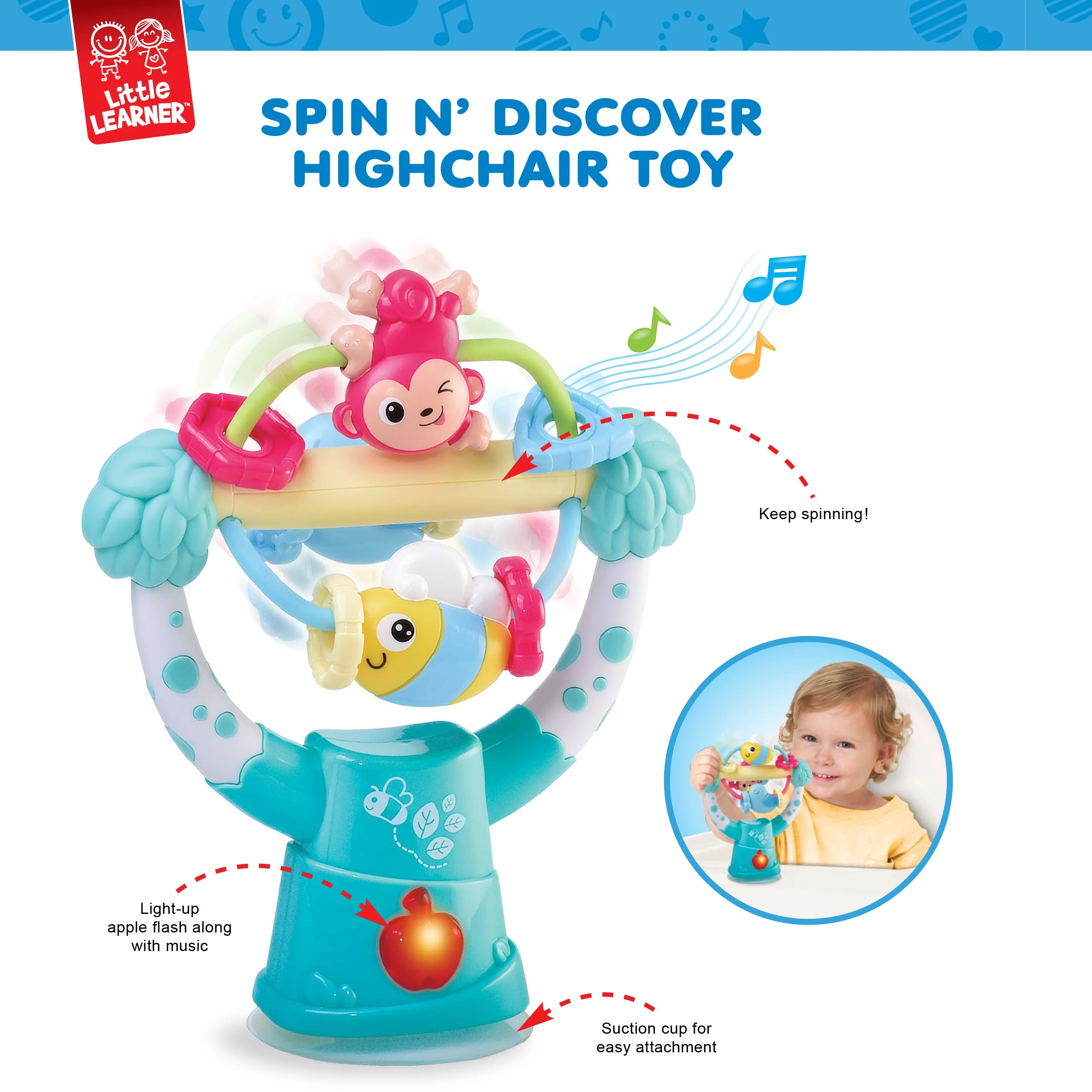 Little Learners' Spin N' Discover Highchair Toy - Image 3