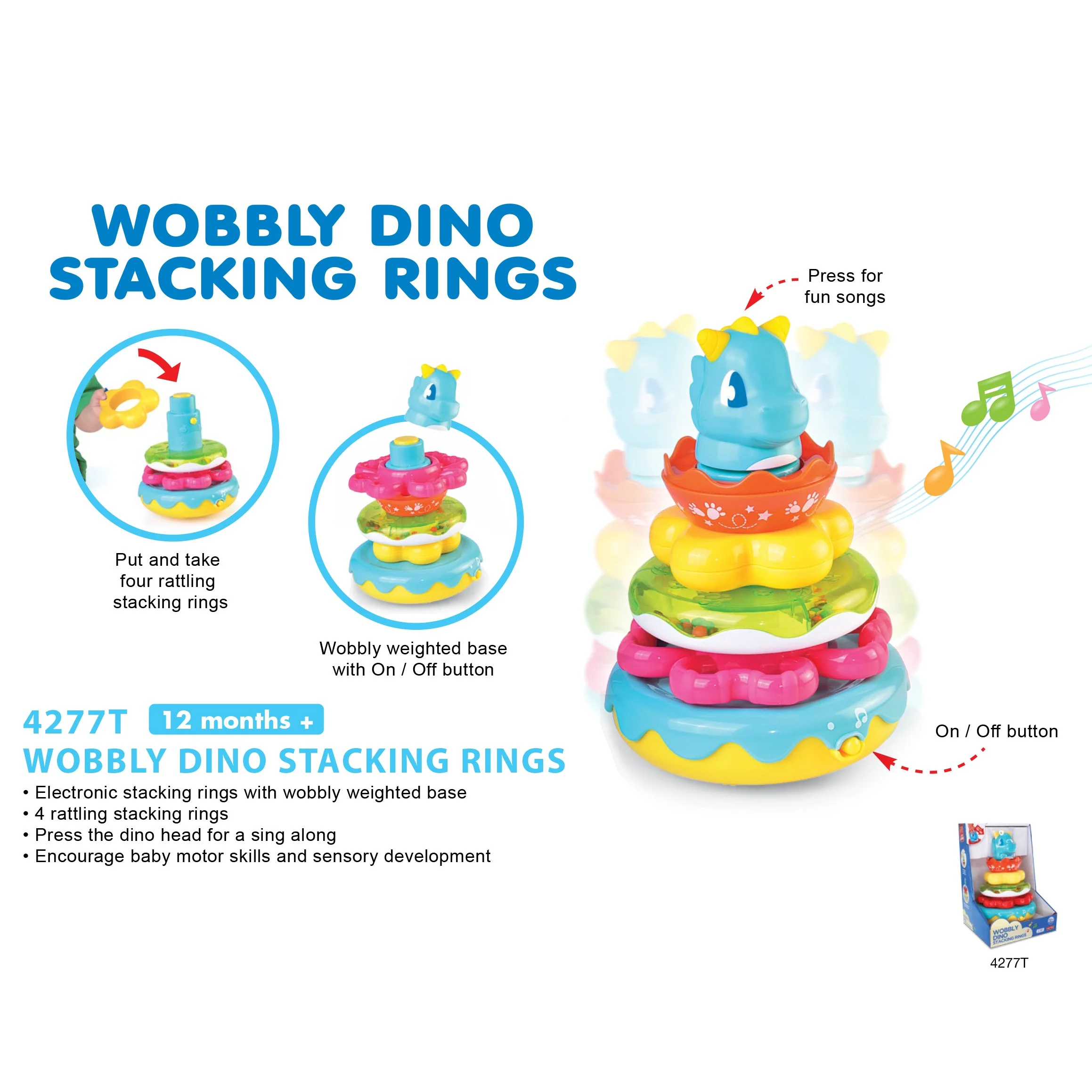 Little Learners' Wobbly Dino Stacking Rings - Image 6