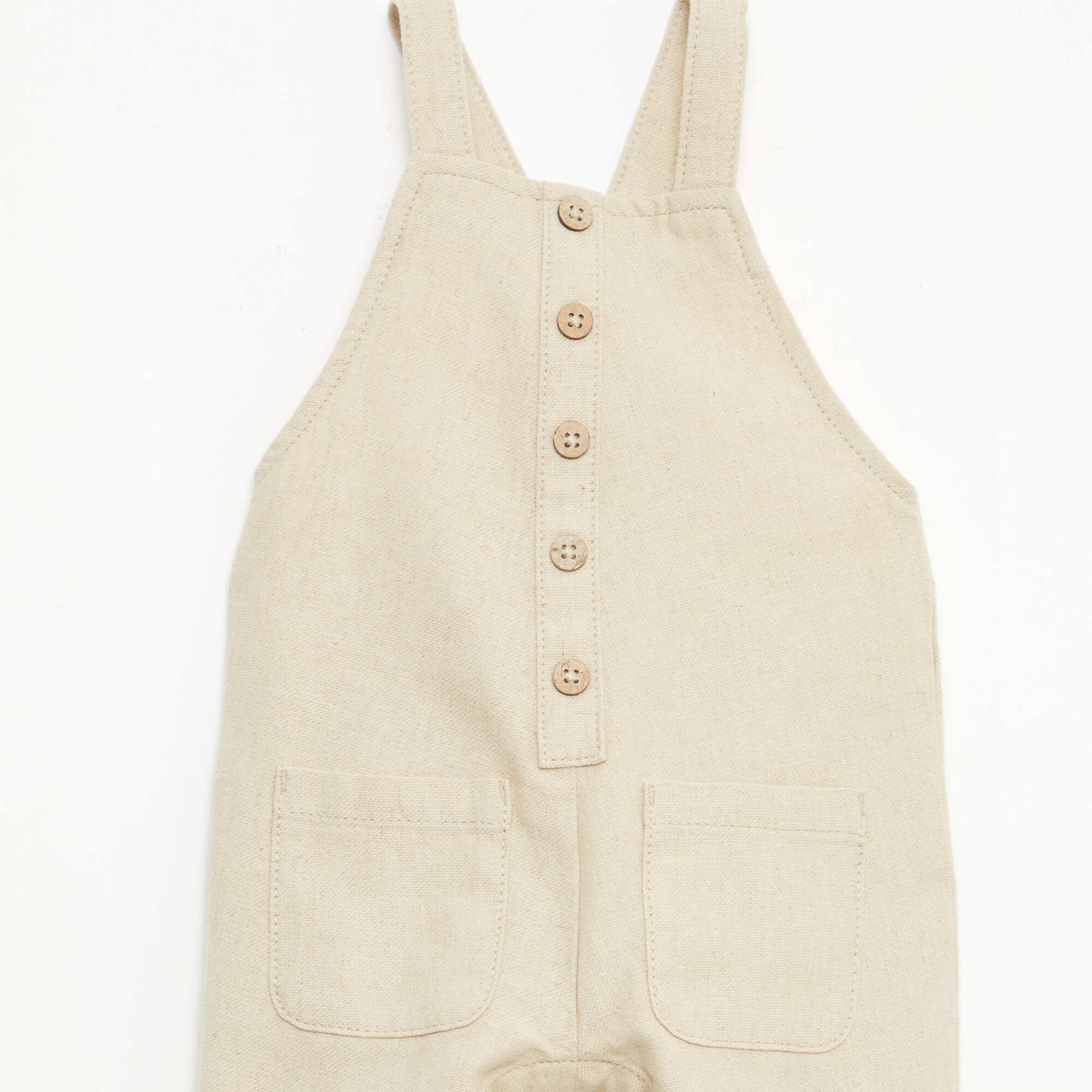 Long blended linen overalls BEIGE - Image 2