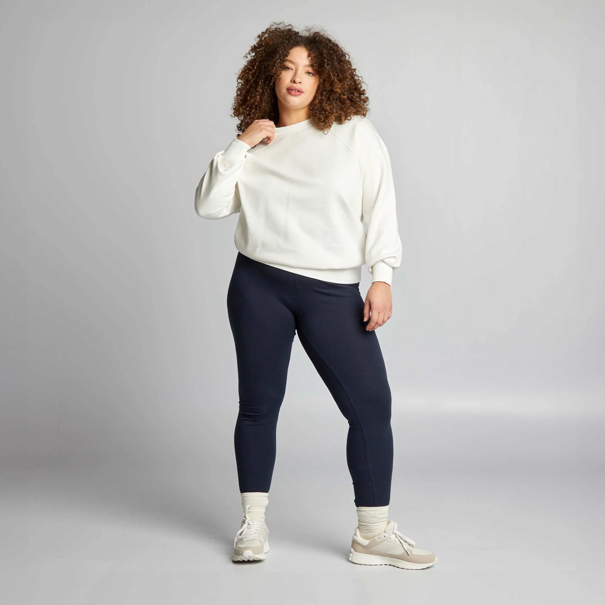 Long cotton leggings BLUE